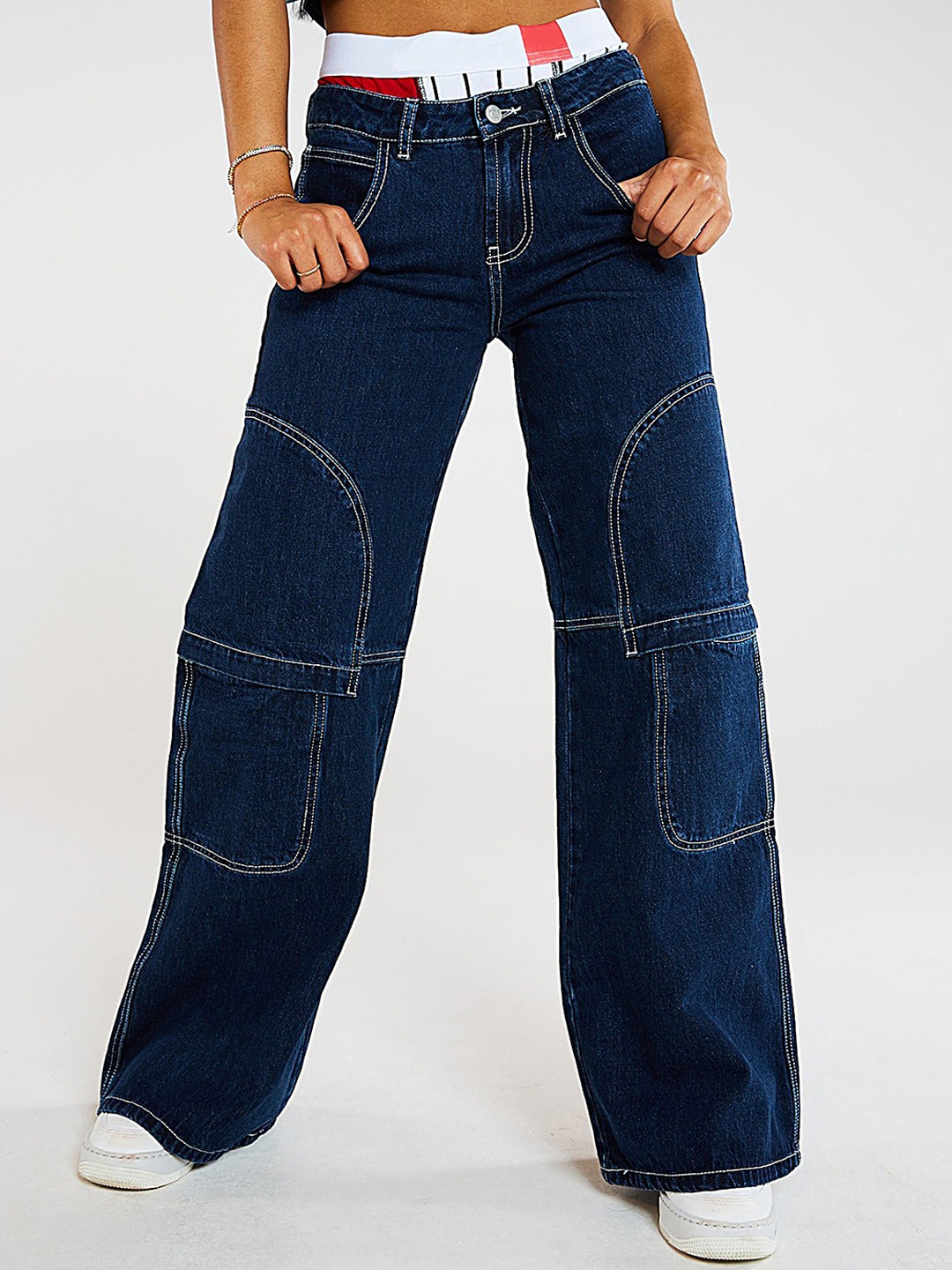 

LULU & SKY Women Wide Leg Low-Rise Clean Look Jeans, Blue
