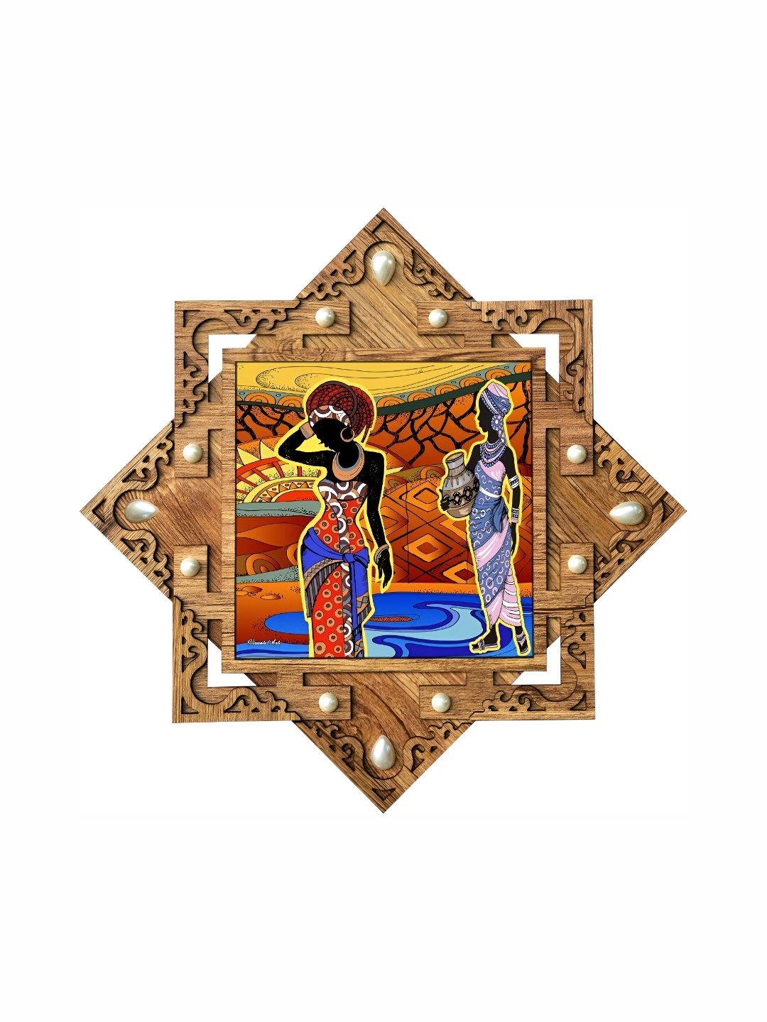 

PnF Brown & Blue Wooden Religious Painting Wall Art