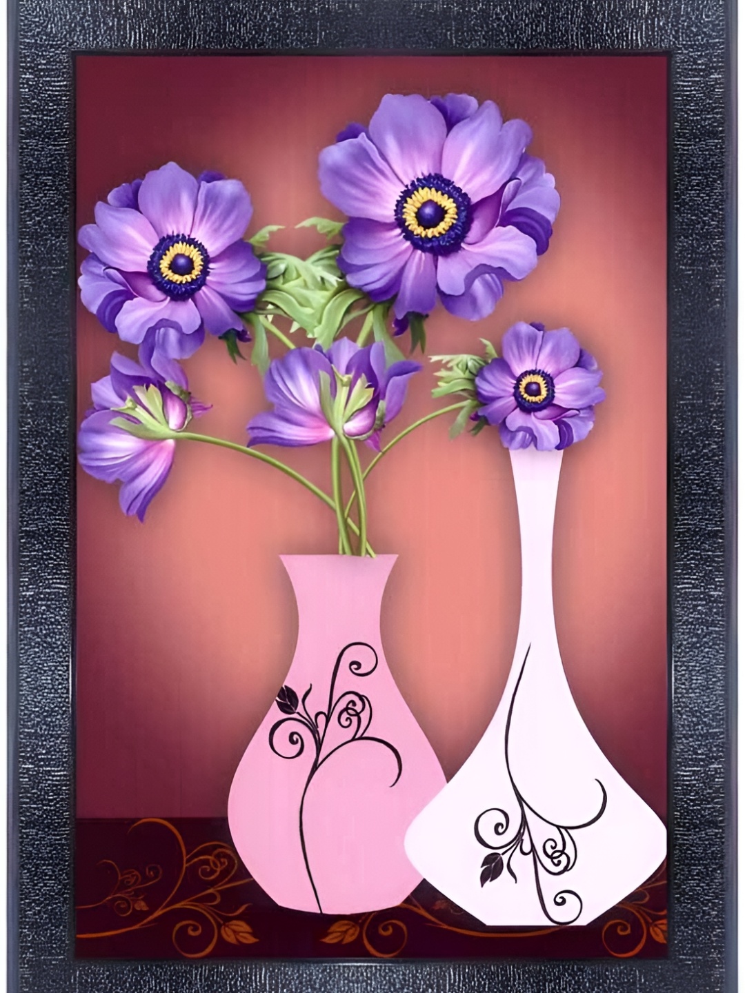 

PnF Pink & Lavender Wooden Floral and Botanical Wall Painting