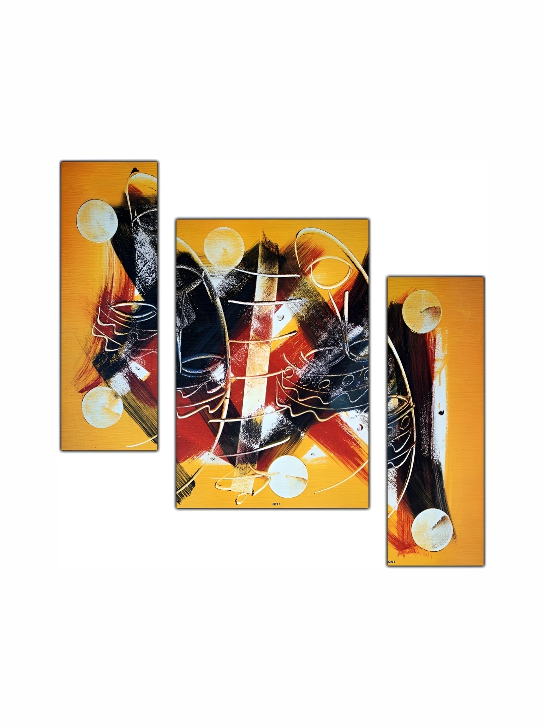 

PnF Yellow & Black 3 Piece Wooden Abstract Painting Wall Art