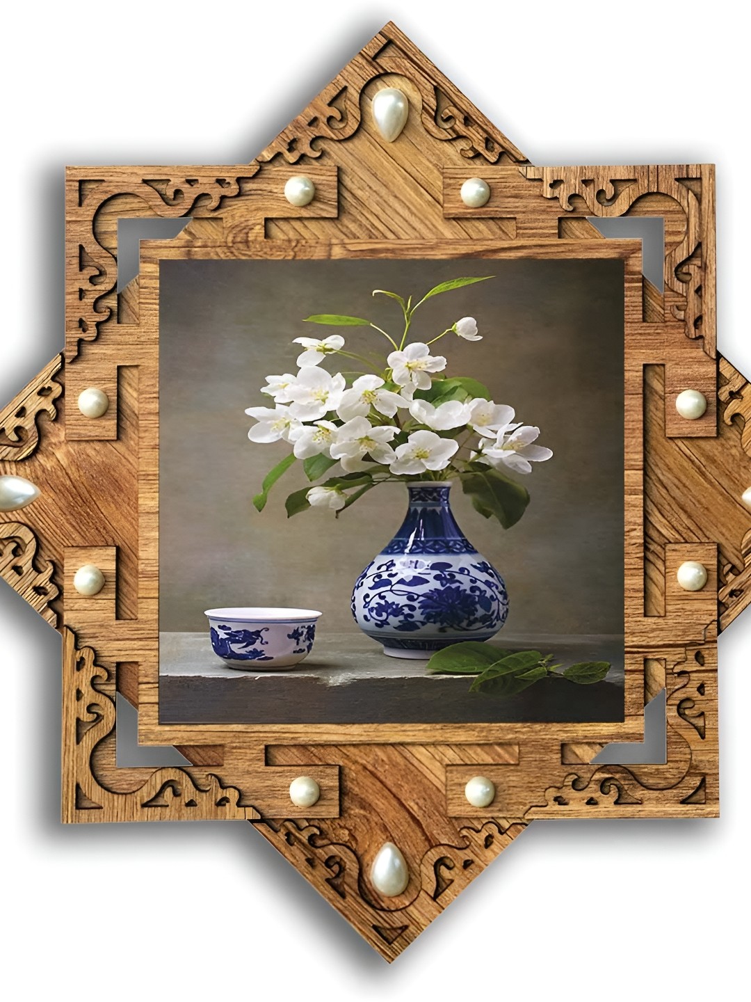 

PnF Brown & Grey Wooden Floral And Botanical Wall Painting