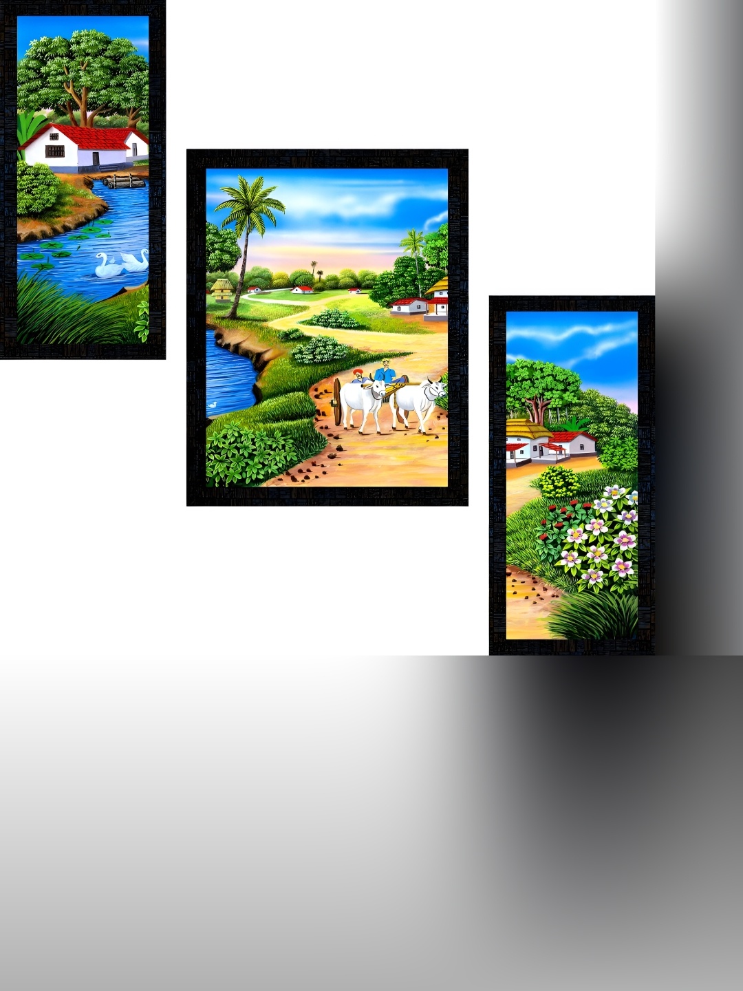 

PnF Charcoal & Green 3 Pieces Wooden Printed Wall Art