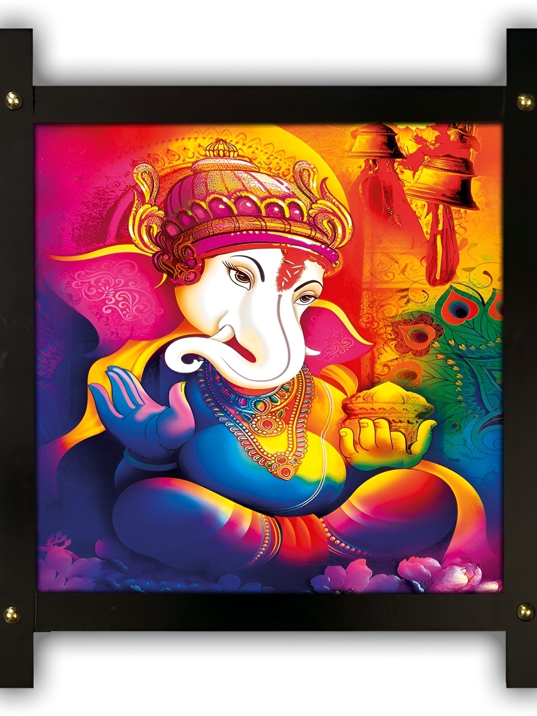 

PnF Brown & Pink Synthetic Wooden Religious Wall Painting