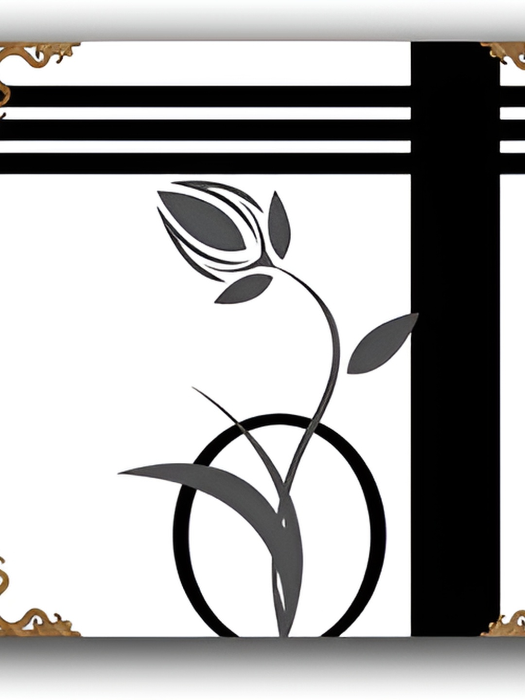 

PnF White & Black 3Pcs Floral And Botanical Wall Paintings