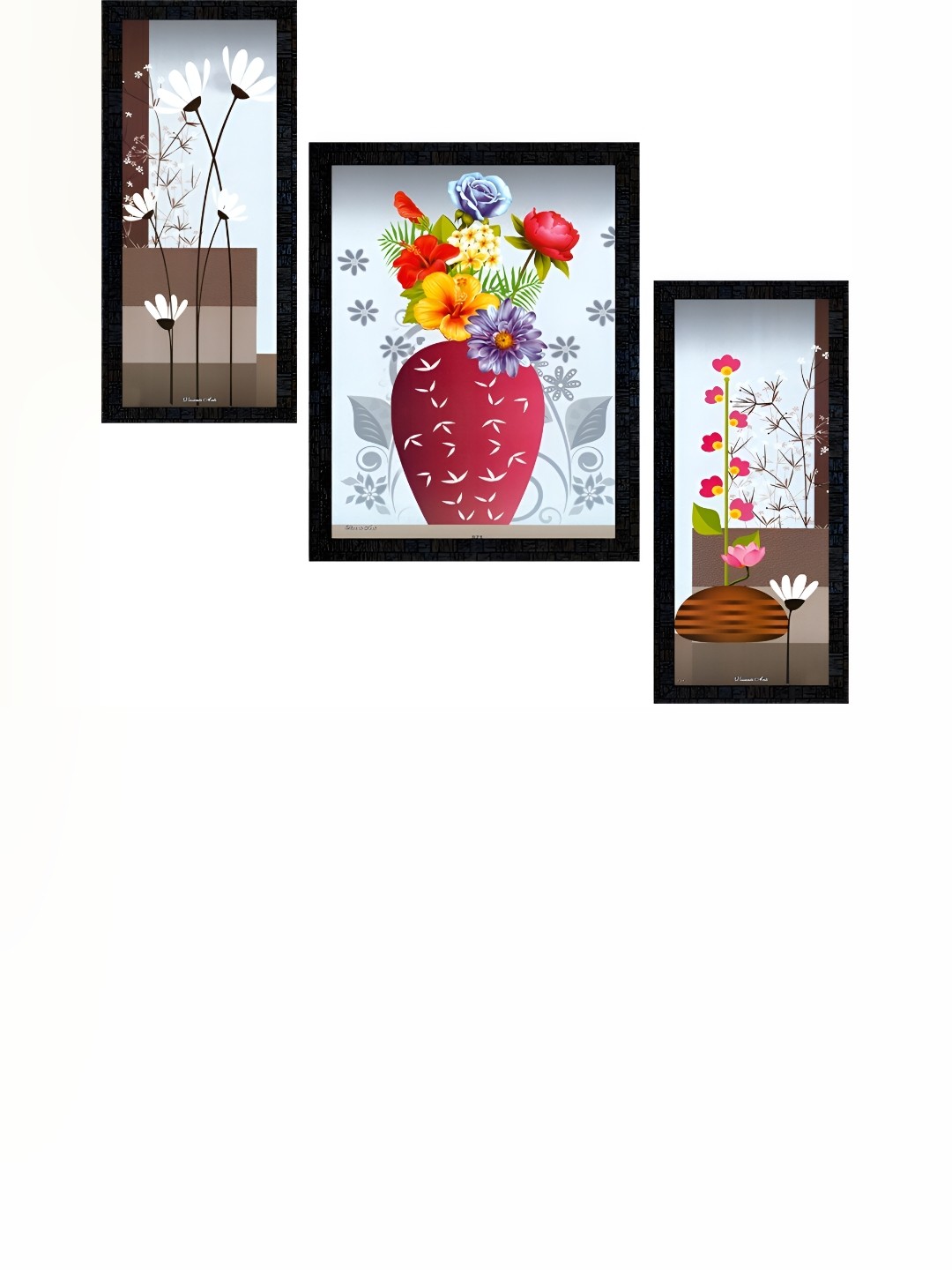 

PnF Pink & Purple 3 Pieces Paper Floral and Botanical Wall Paintings