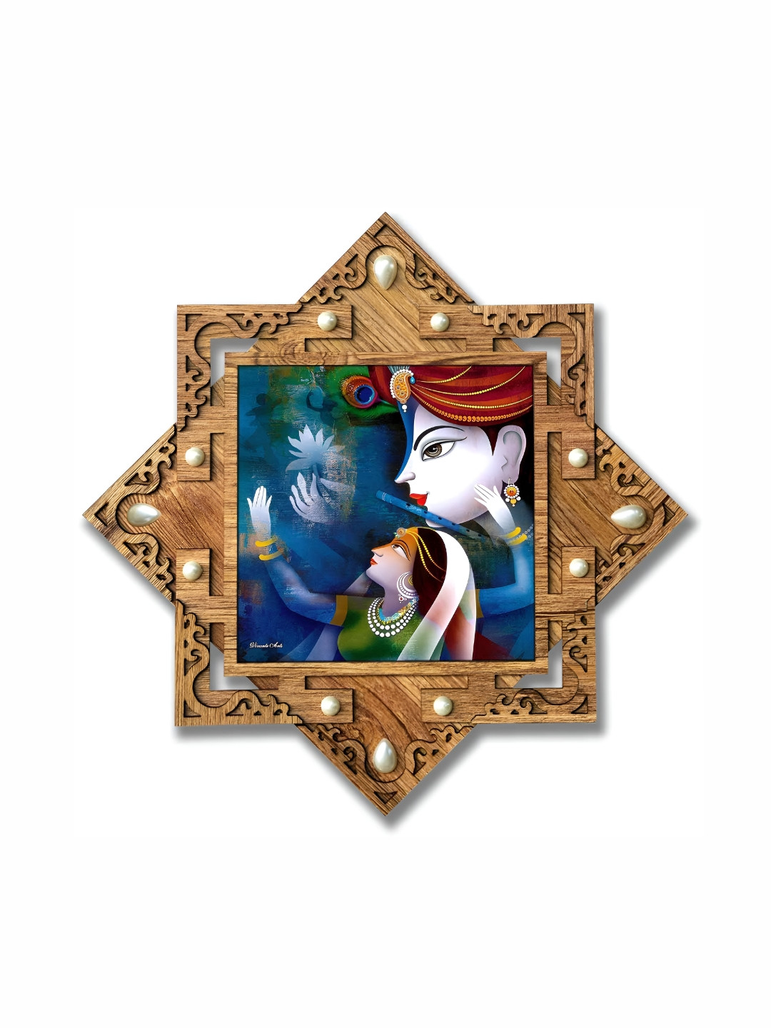 

PnF Brown & Blue Wooden Religious Wall Painting