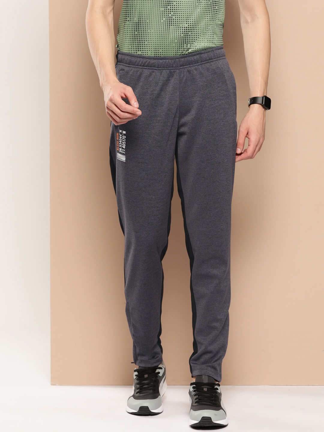 

Alcis Men Colourblocked Slim Fit Running Track Pants, Black