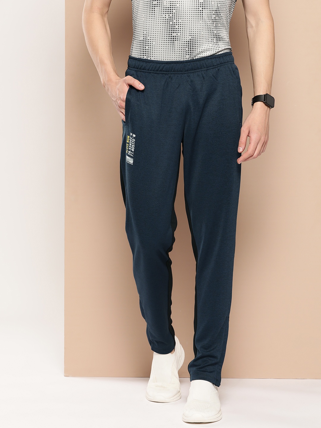 

Alcis Men Colourblocked Slim Fit Running Track Pants, Navy blue