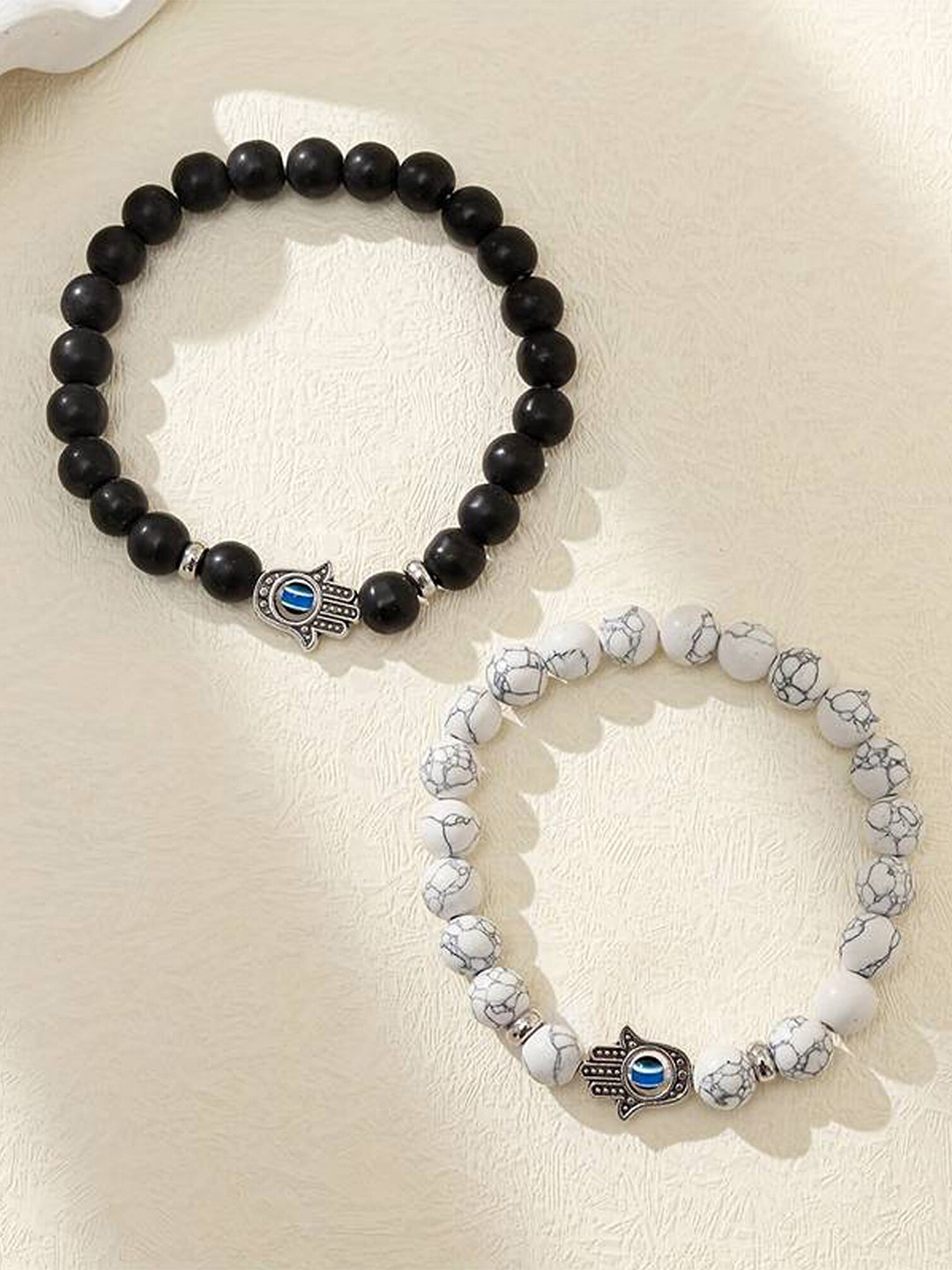 

Fashion Frill Unisex Brass Silver-Plated Beads Beaded Couple Bracelet