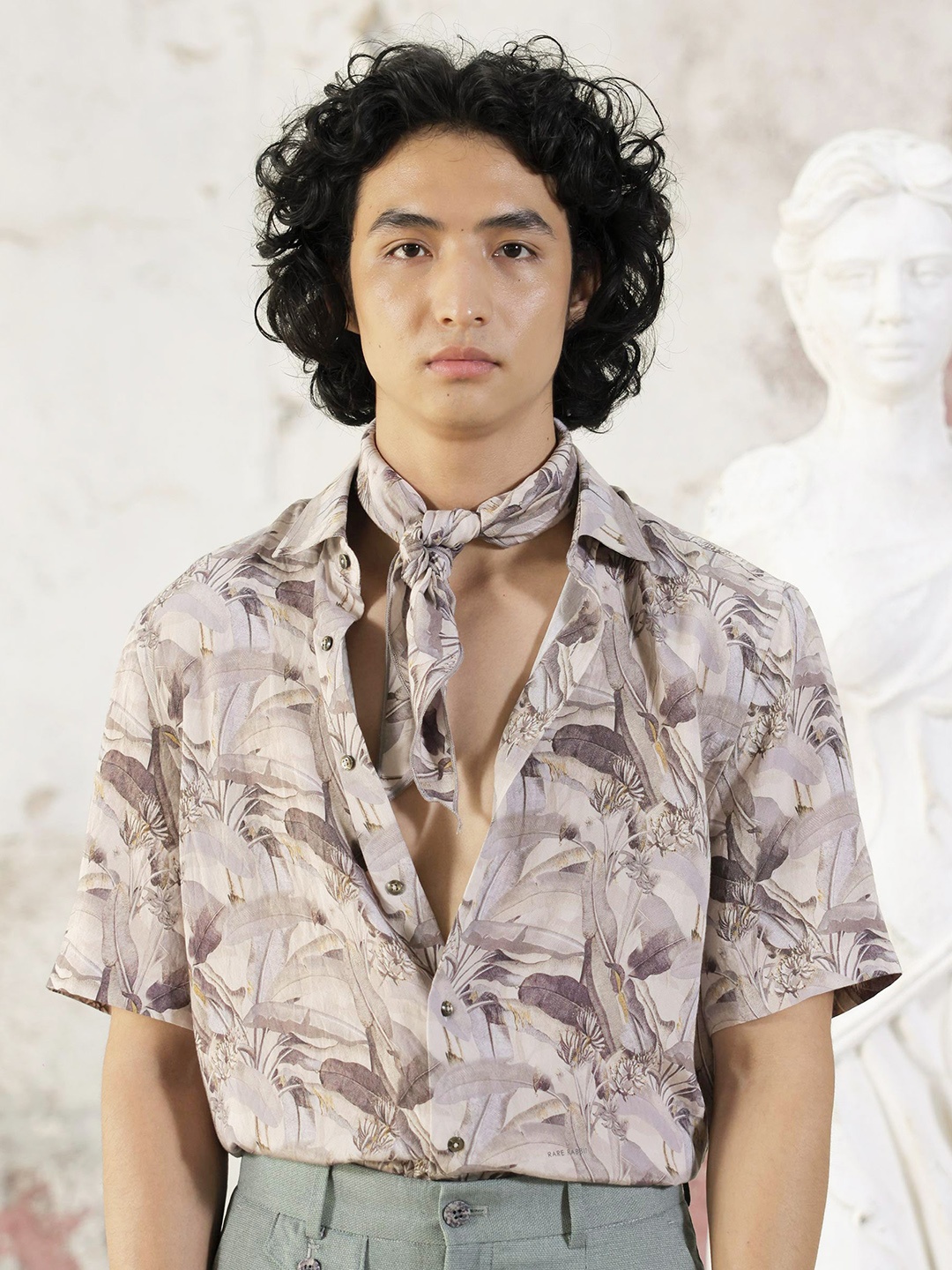 

RARE RABBIT Men Verton Boxy Fit Floral Printed Shirt, Beige