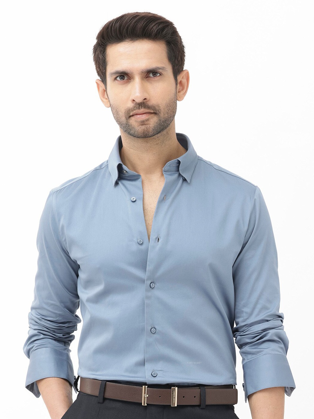 

RARE RABBIT Men Como-4 Regular Fit Cotton Shirt, Blue