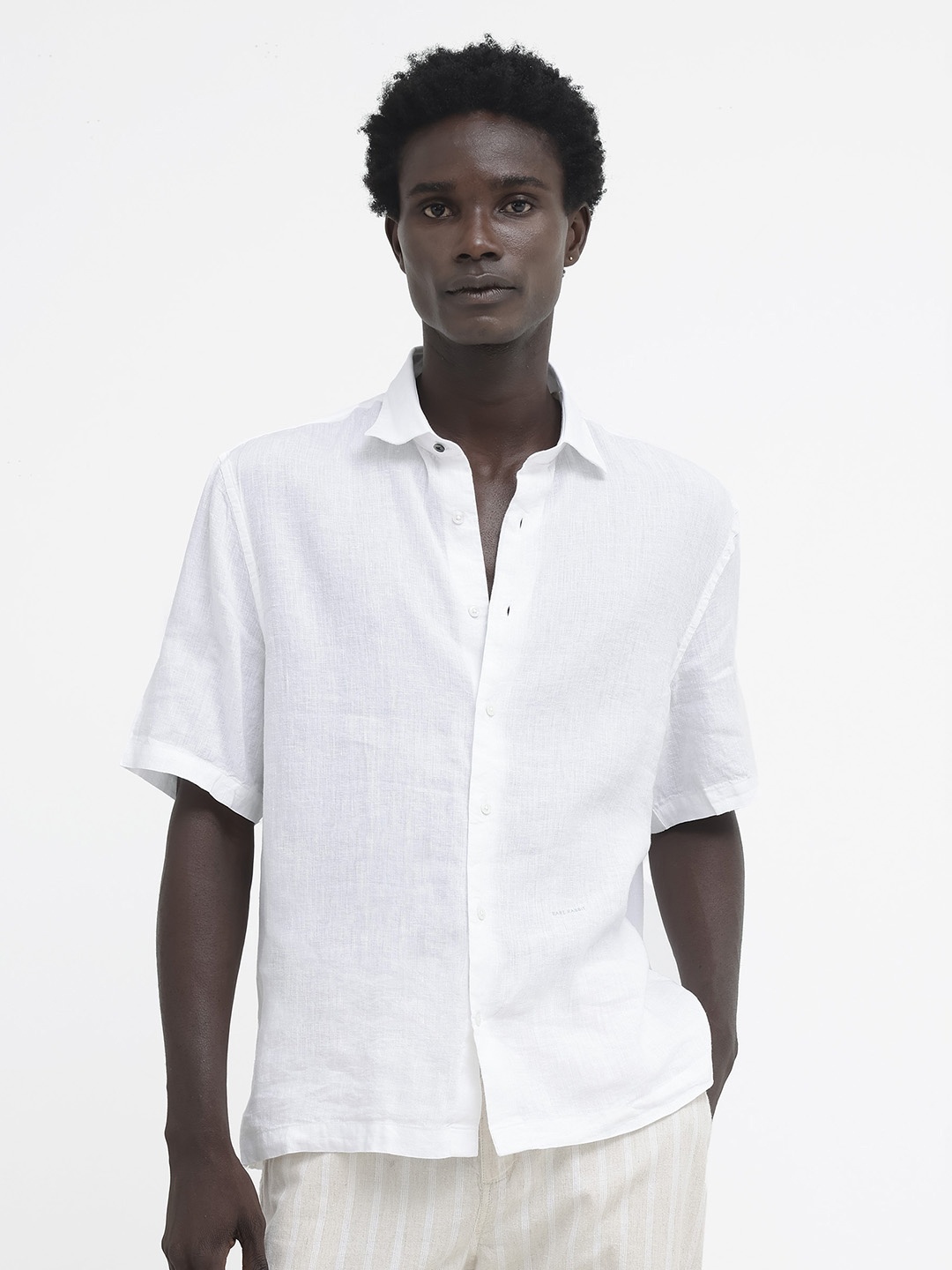 

RARE RABBIT Men Linex-1 Boxy Fit Linen Shirt, White