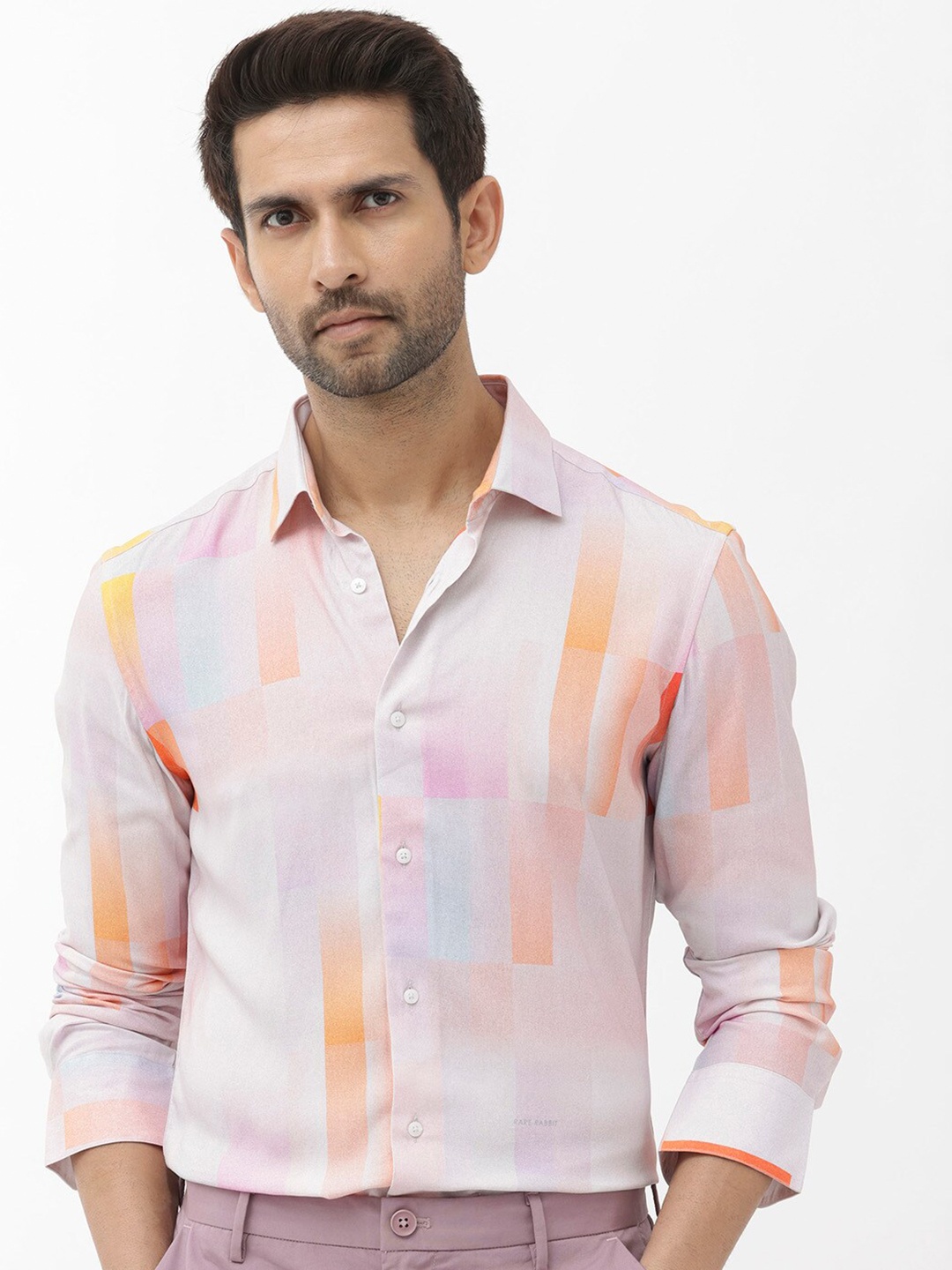 

RARE RABBIT Men Jalic Regular Fit Geometric Printed Shirt, Pink