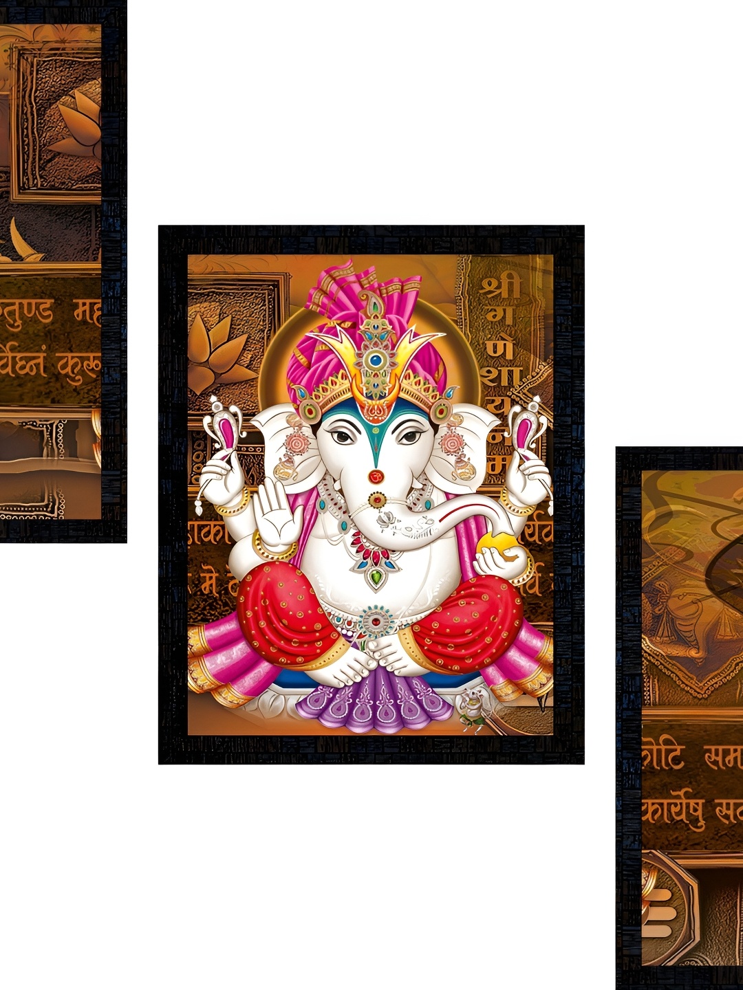 

PnF Charcoal & Red 3 Piece Wooden Religious Wall Paintings