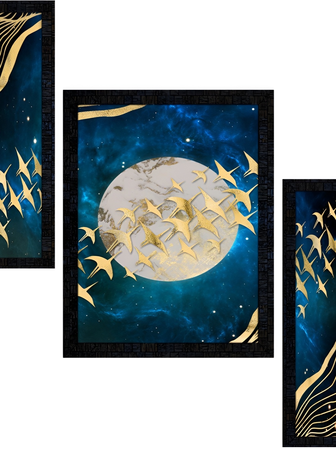 

PnF Blue & Yellow 3 Piece Wooden Birds and Animals Wall Paintings