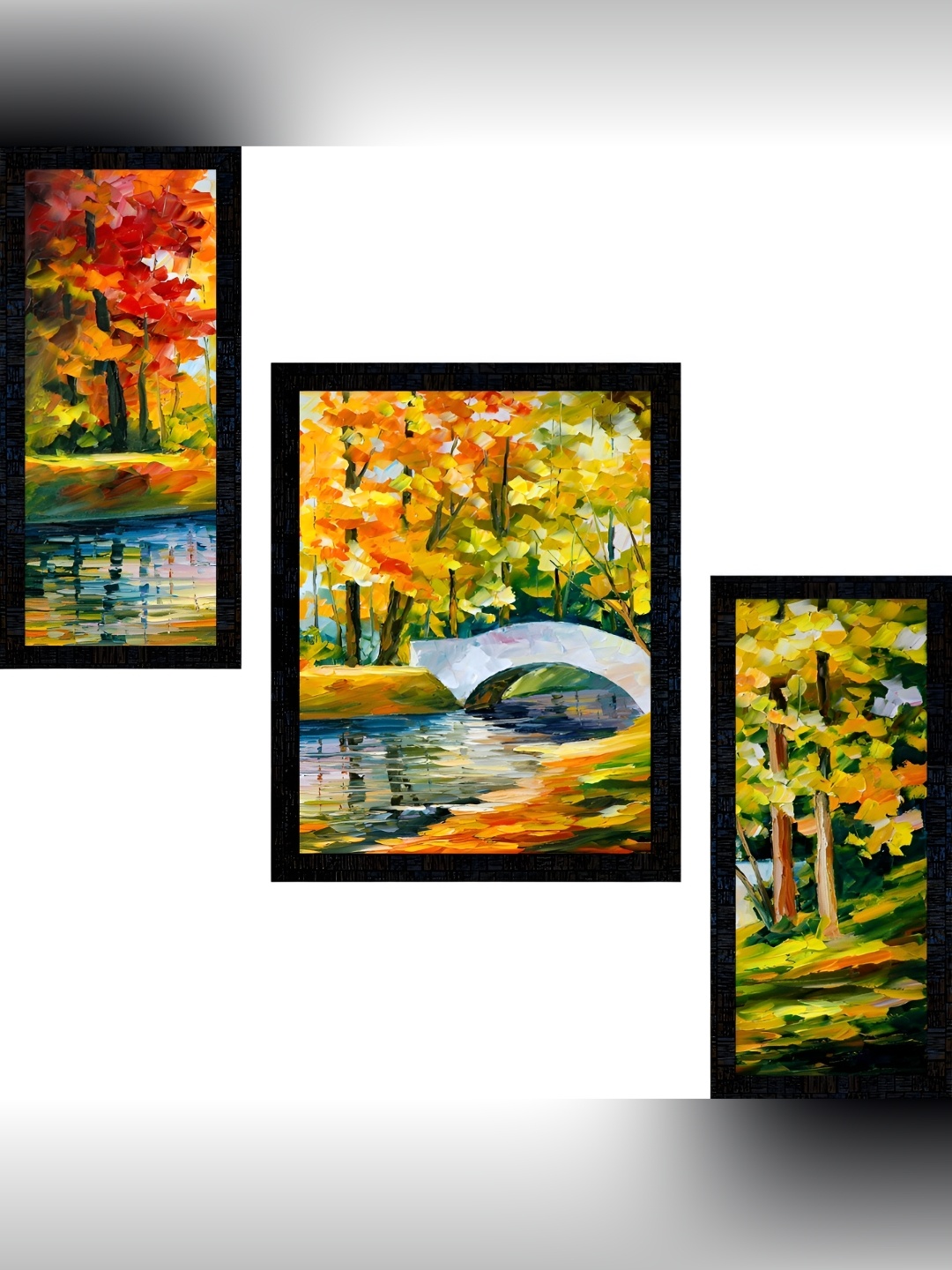 

PnF Black & Yellow 3 Pieces Floral Painting Wall Arts