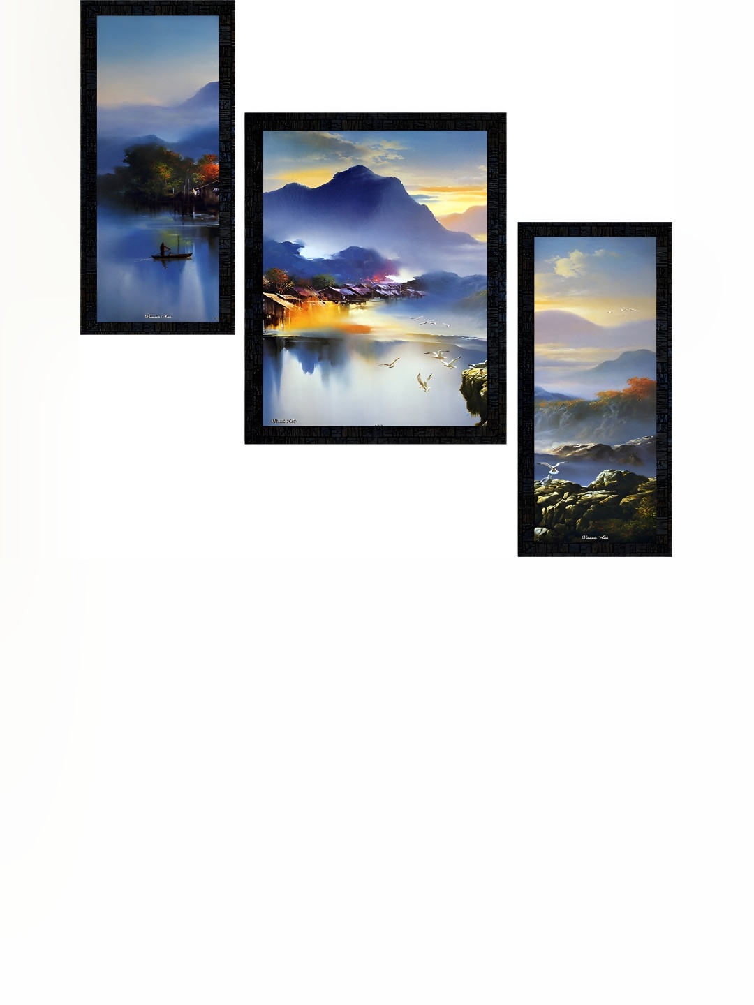 

PnF Charcoal & Blue 3Pcs Other Wall Paintings