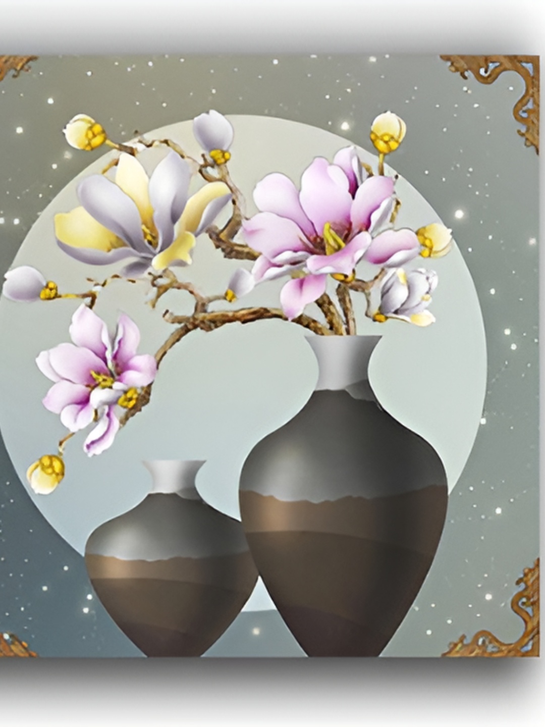 

PnF Grey & White 3 Pieces Floral Painting Wooden Wall Arts