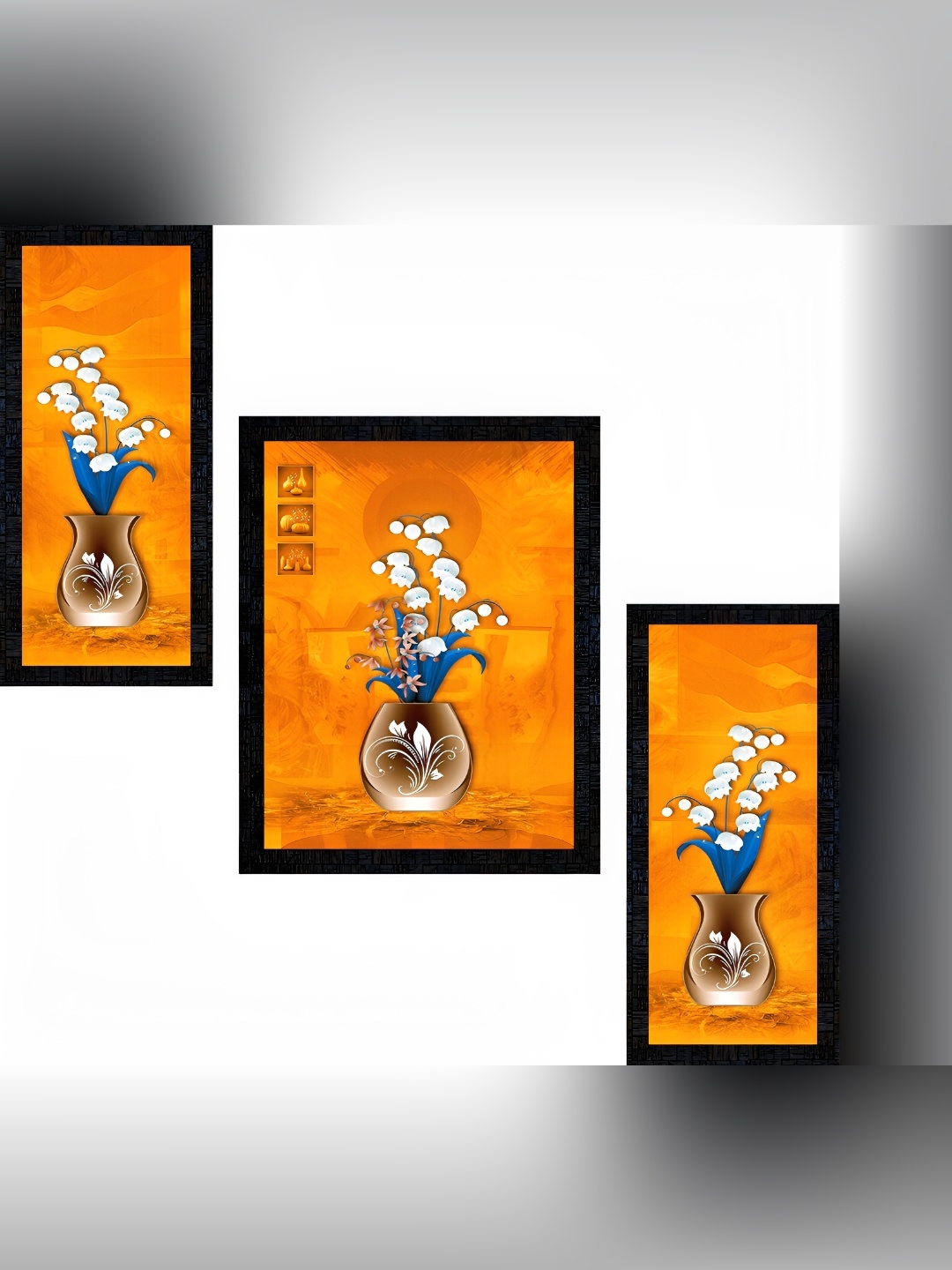 

PnF Charcoal & Yellow 3 Pieces Floral Painting Wall Arts
