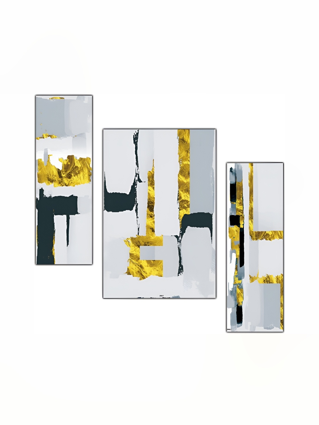 

PnF Grey & Black 3 Pieces Wooden Abstract Painting Wall Art