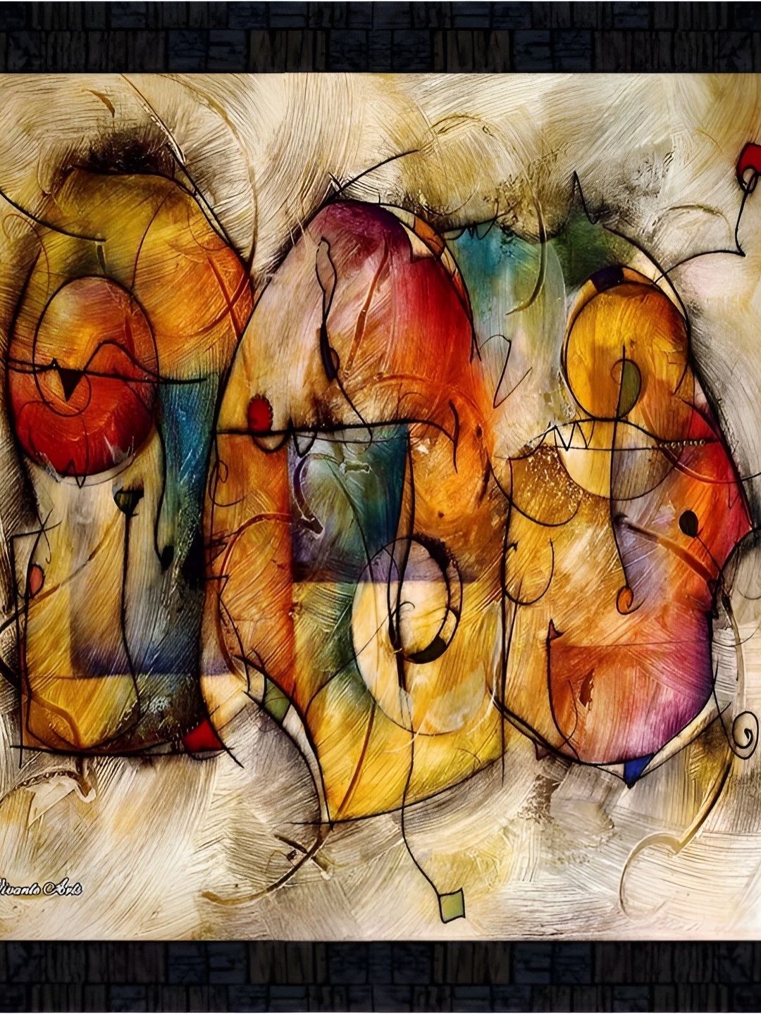 

PnF Black & Yellow Abstract Painting Wooden Wall Art