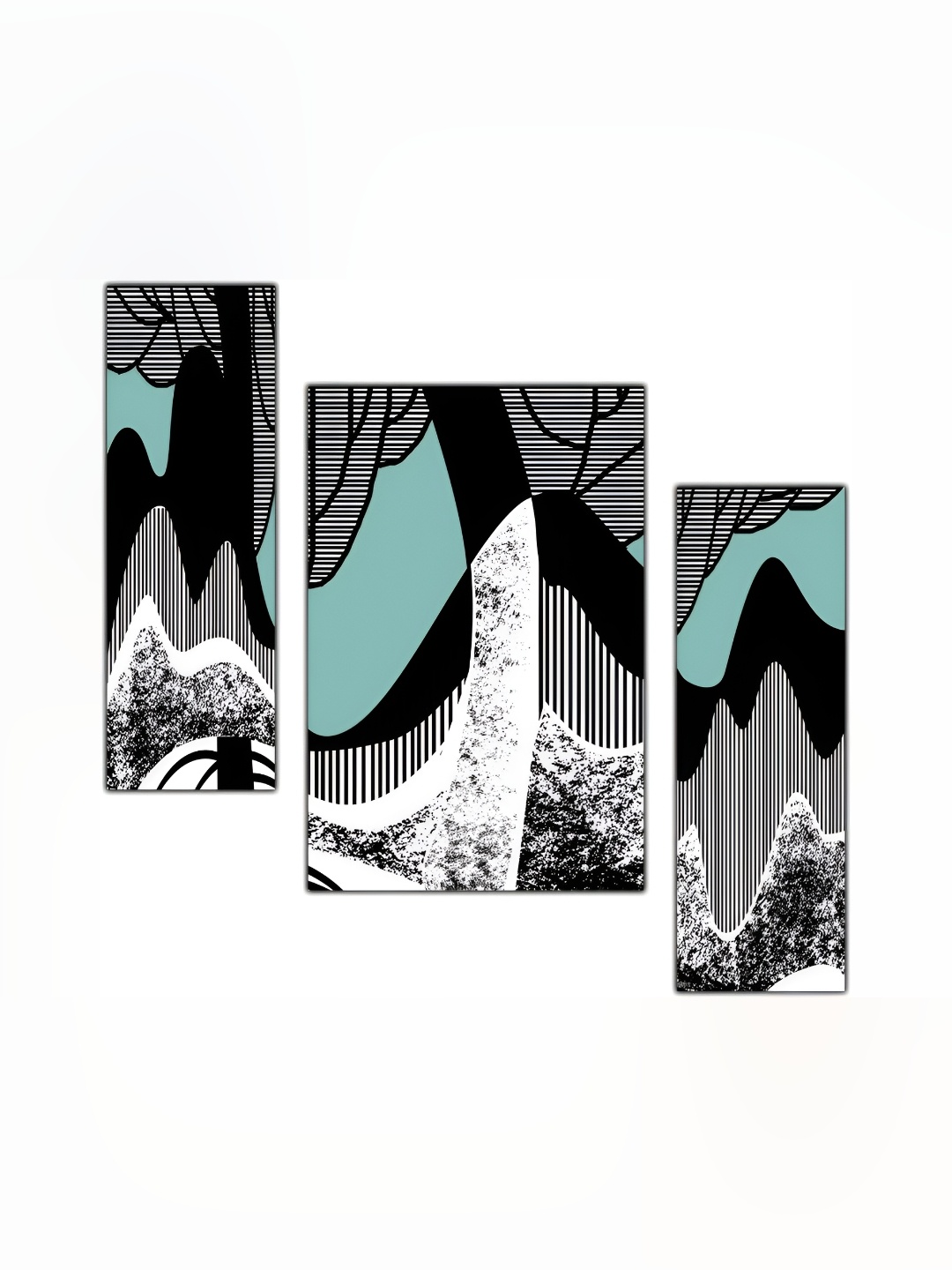 

PnF Black & Green 3 Pieces Abstract Wooden Painting Wall Arts
