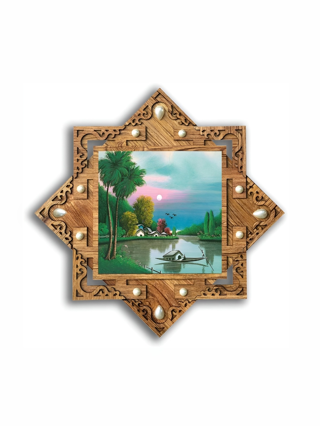 

PnF Brown & Green Floral And Botanical Wooden Painting Wall Art