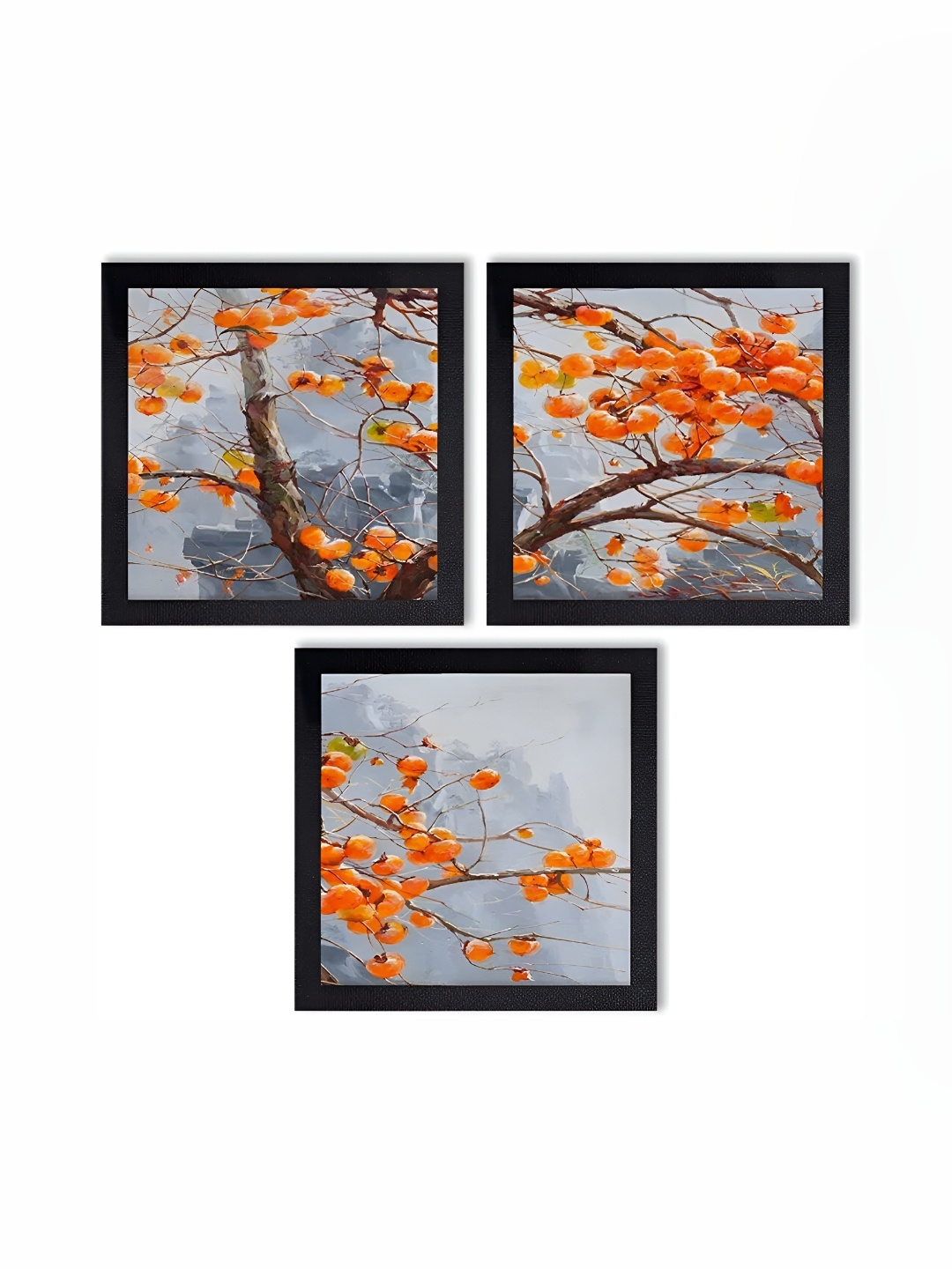 

PnF Black & Orange 3 Piece Floral Paper Paintings Wall Art