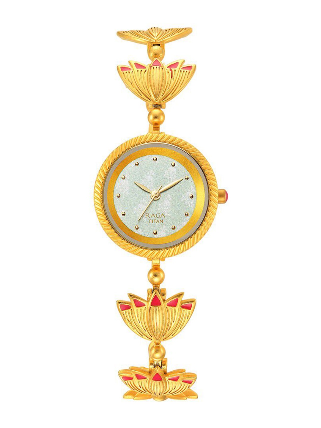 

Titan Women Embellished Dial & Bracelet Style Straps Analogue Watch 95174YM01, Gold