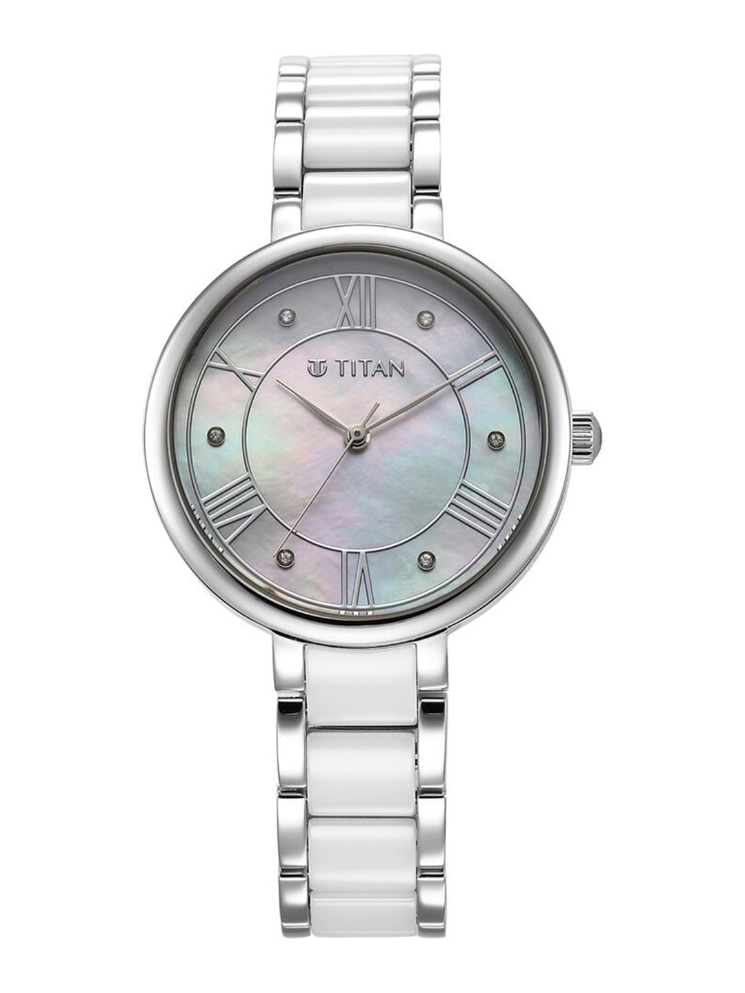 

Titan Women Mother of Pearl Dial & Stainless Steel Straps Analogue Watch 95217KD01, White