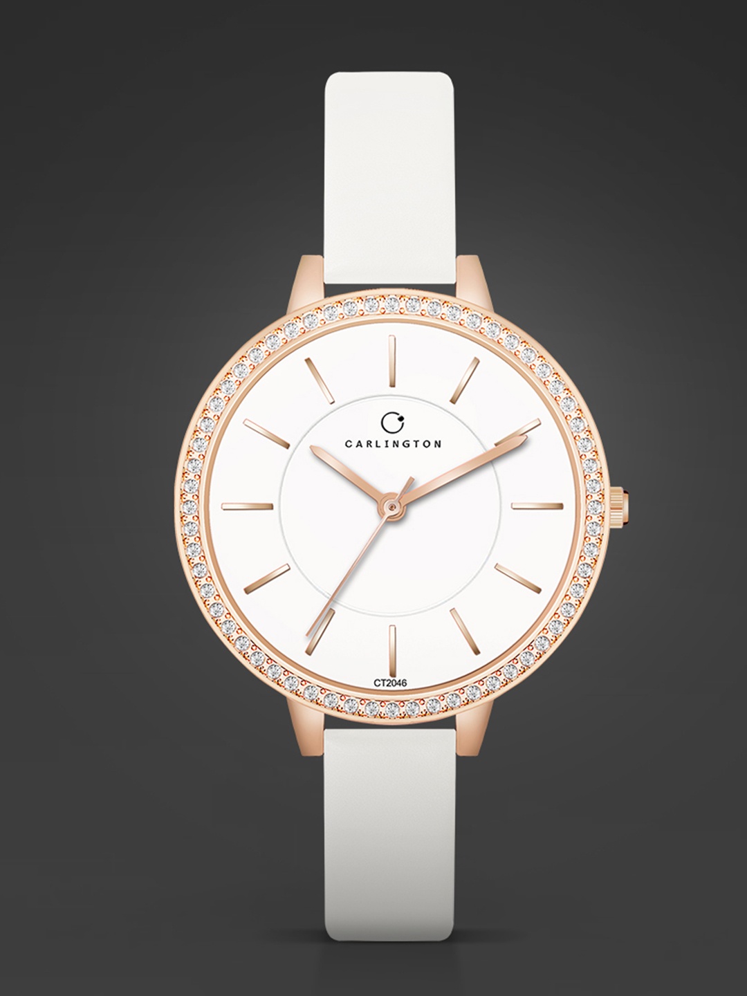 

CARLINGTON Women Embellished Analogue Chronograph Watch Iconic 2046 White