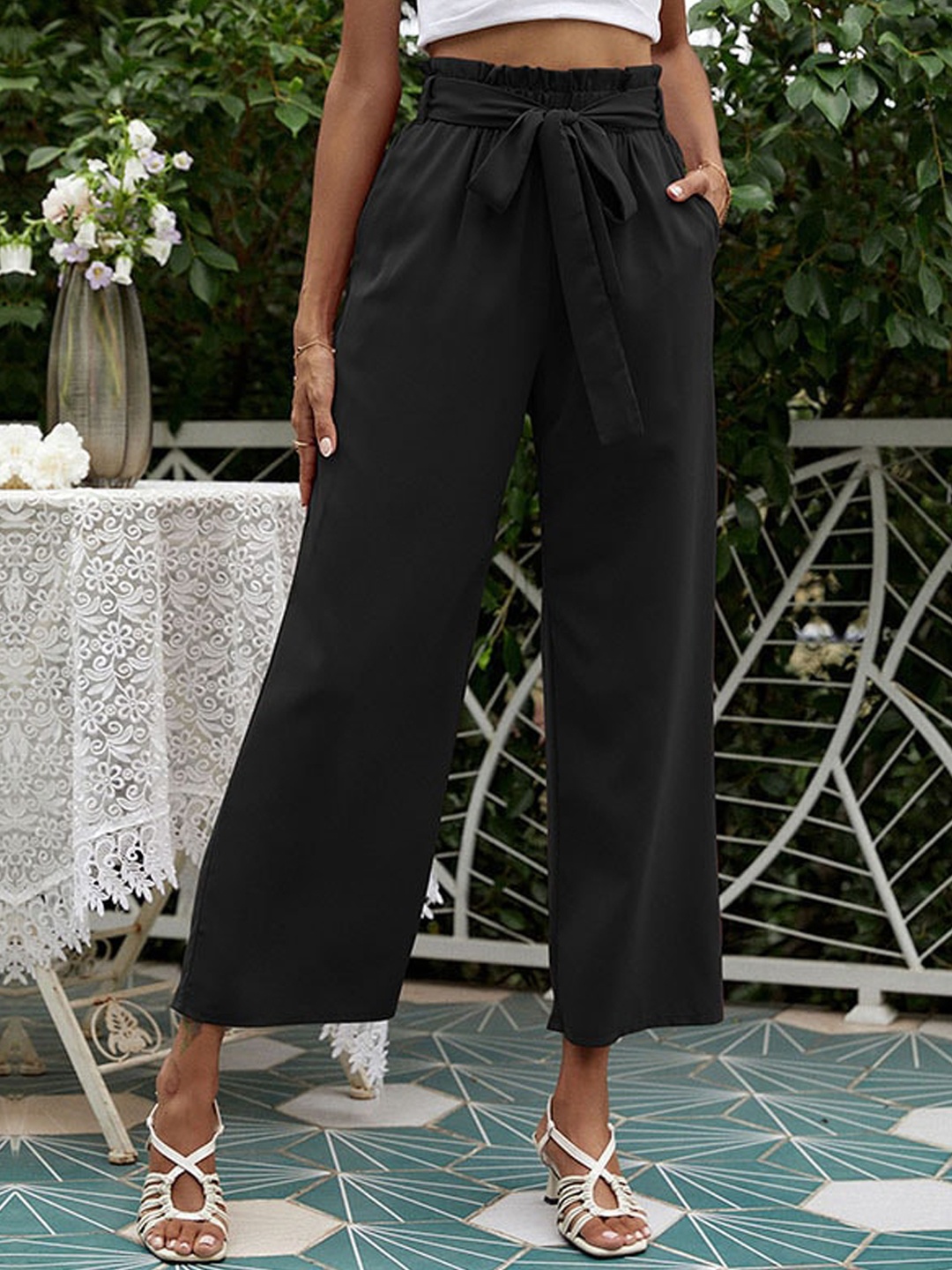 

StyleCast Black Women Mid-Rise Peg Trousers