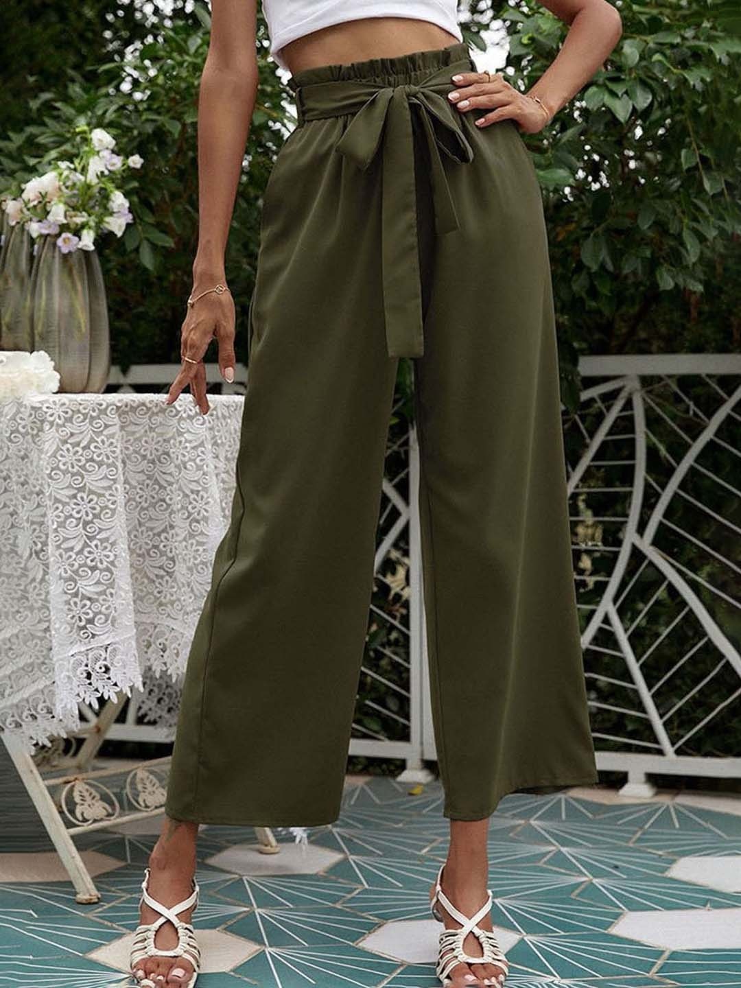 

StyleCast Women Olive Mid-Rise Peg Trousers