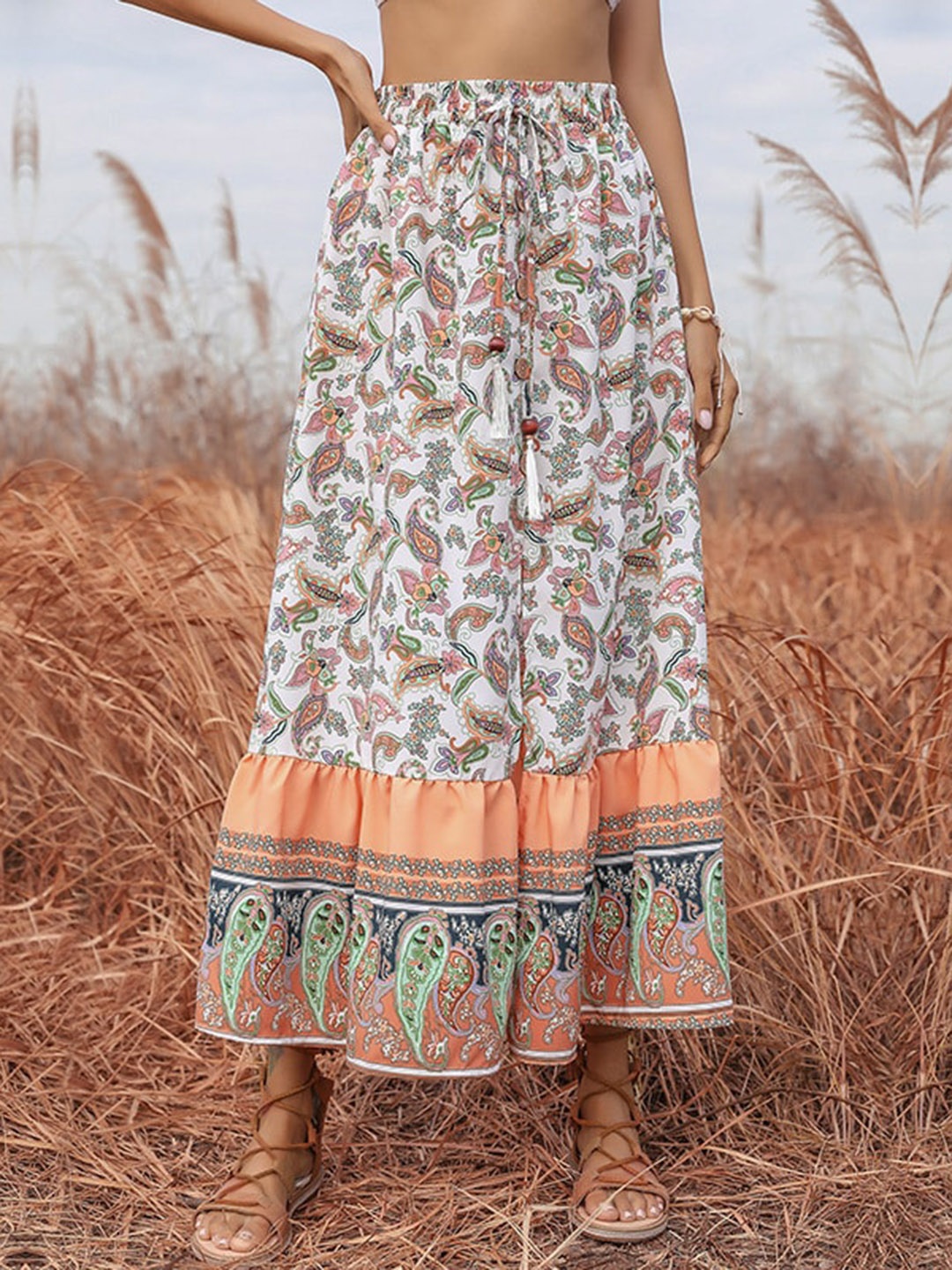 

StyleCast Printed Flared Maxi Skirts, White