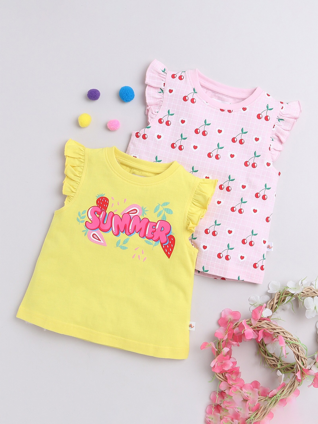 

BUMZEE Girls Pack Of 2 Cotton T-shirts, Pink