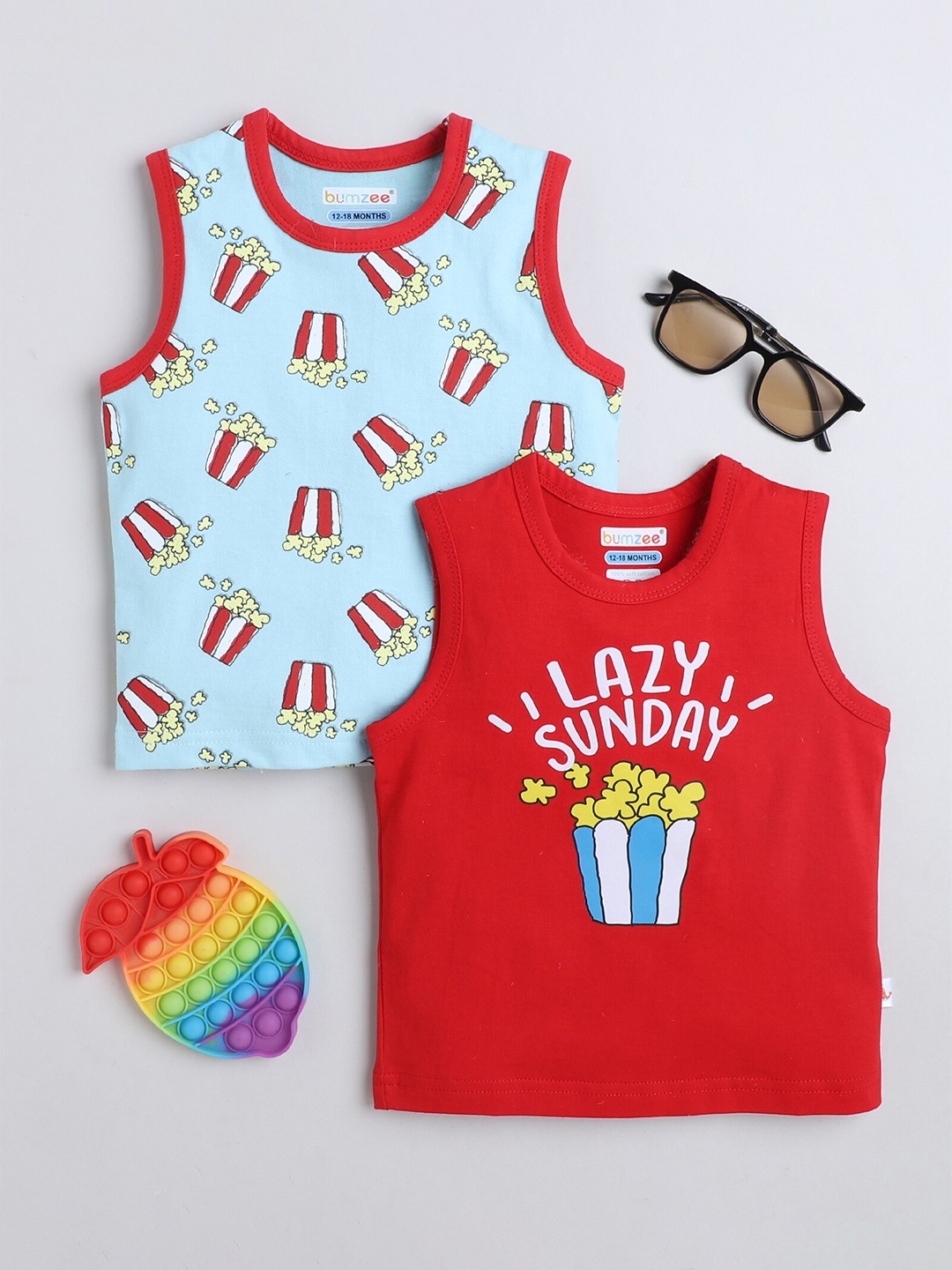 

BUMZEE Boys Pack Of 2 Printed Cotton T-shirt, Blue