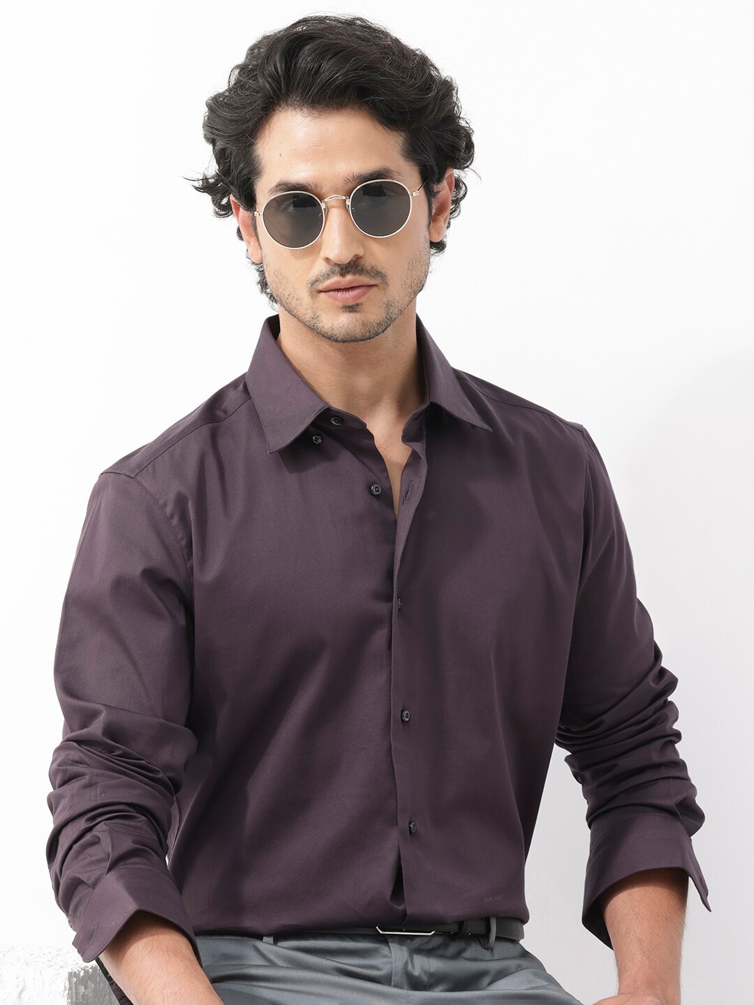 

RARE RABBIT Men Como-4 Regular Fit Cotton Shirt, Purple