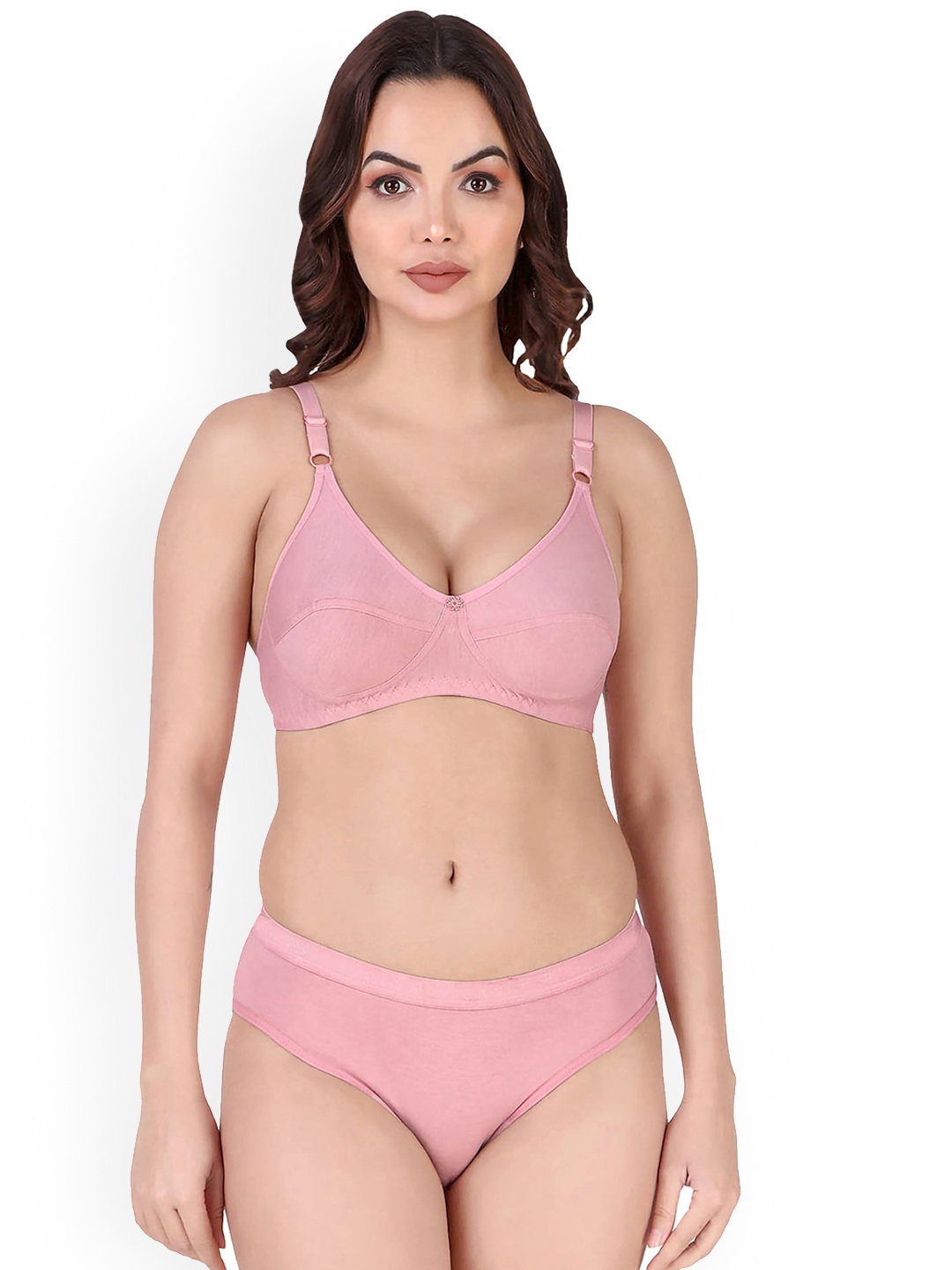 In-Curve Non Padded Cotton Lingerie Set, Pink