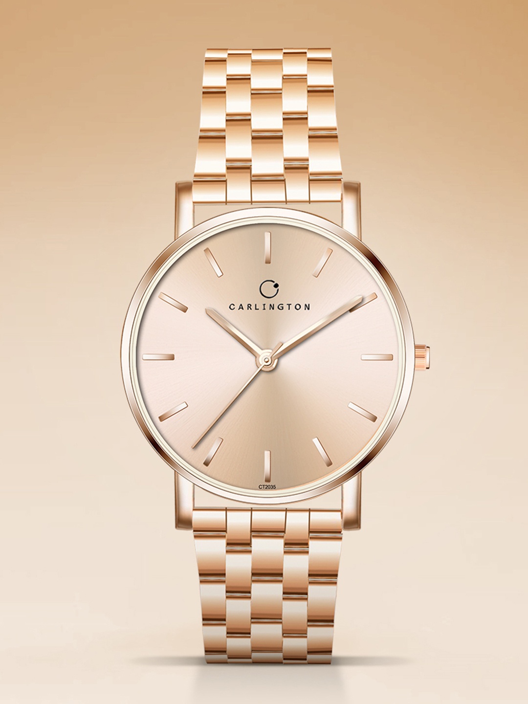

CARLINGTON Women Bracelet Style Straps Analogue Chronograph Watch Iconic 2035, Rose gold