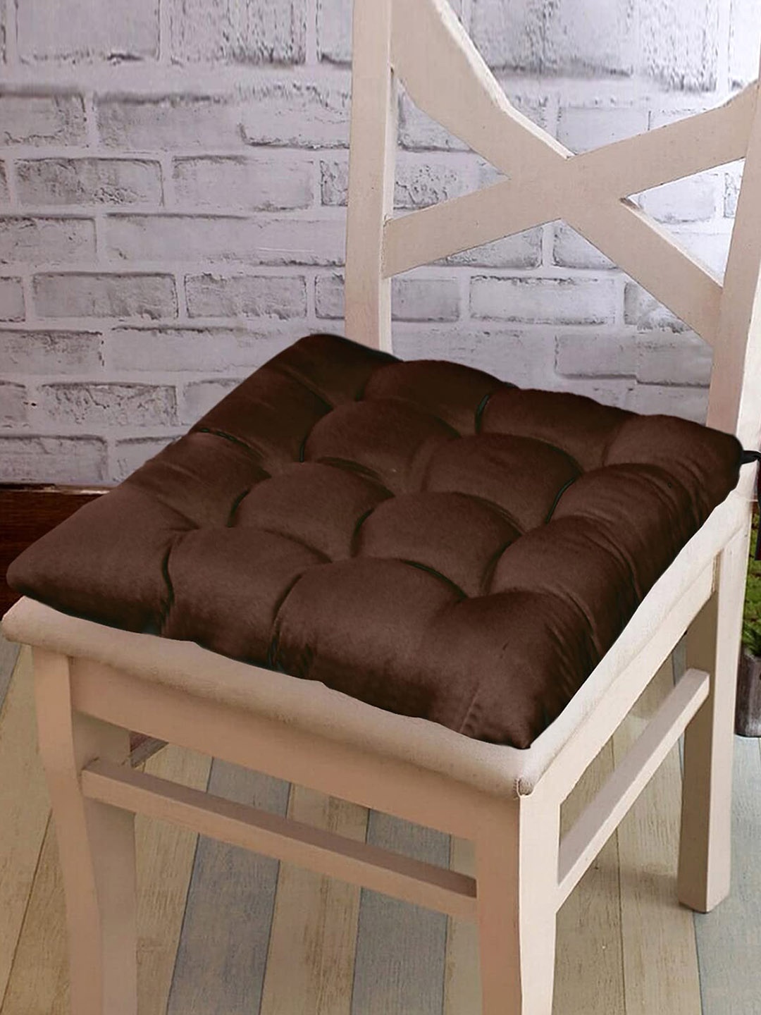 

Pum Pum Brown 2 Pieces Cotton Square Cushion Chair Pad