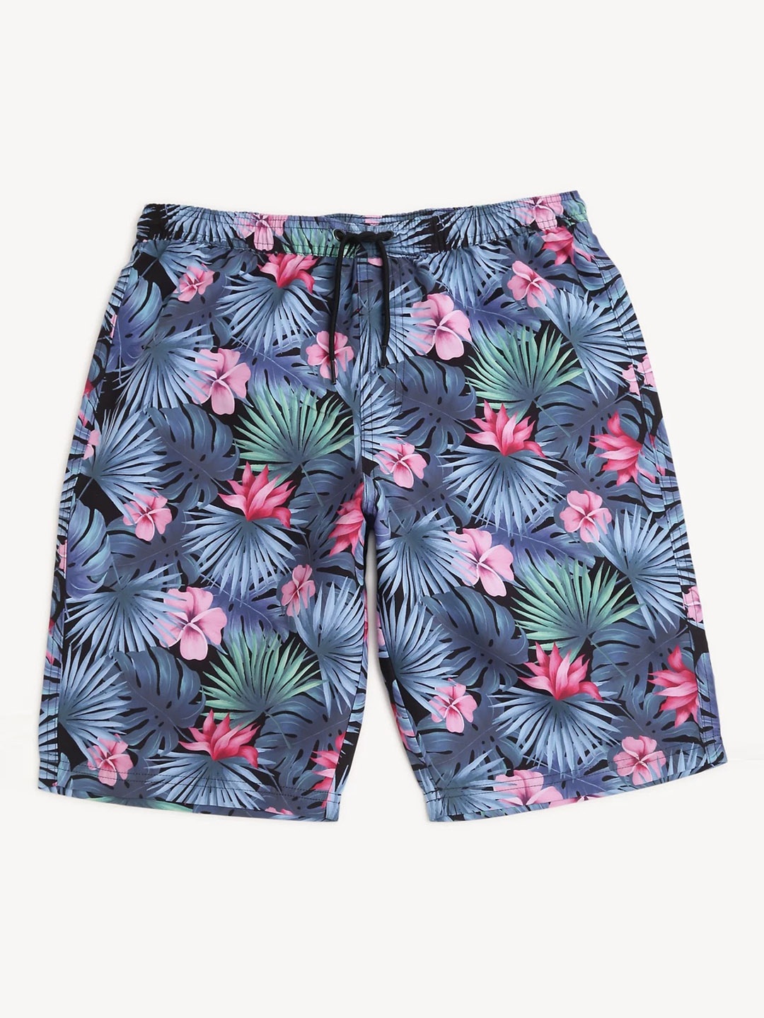 Marks & Spencer Boys Floral Printed Mid Rise Shorts, Blue