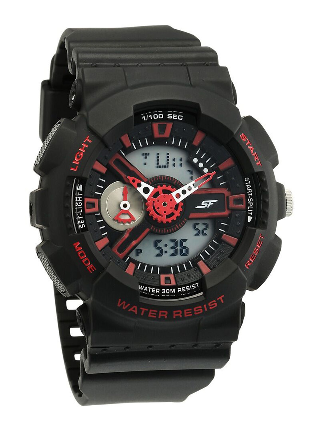 

Sonata Men Asymmetric Dial Analogue and Digital Watch 77132PP03W, Black