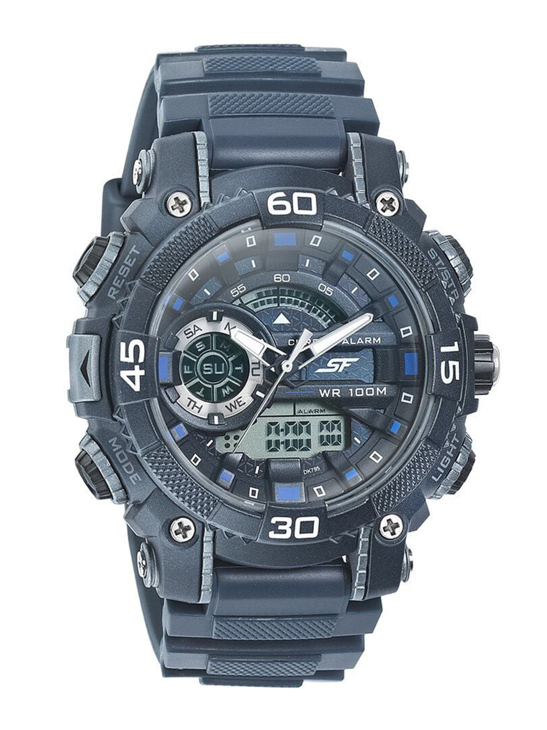 

Sonata Men Patterned Dial & Textured Straps Analogue and Digital Watch NP77070PP09, Blue