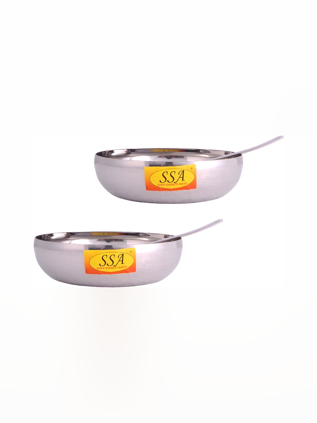 Shivshakti Arts Silver-Toned 4 Pieces Copper Glossy Bowl With Spoon 150 ml