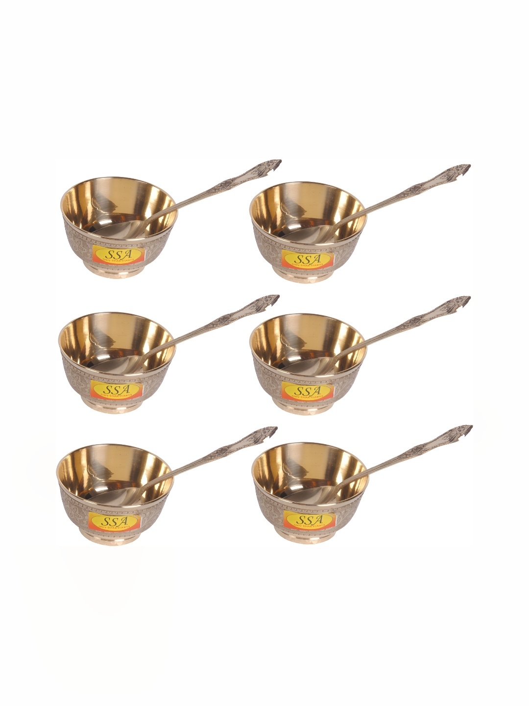 

Shivshakti Arts Yellow & 12 Pieces Glossy Bowls With Spoons 150 ml