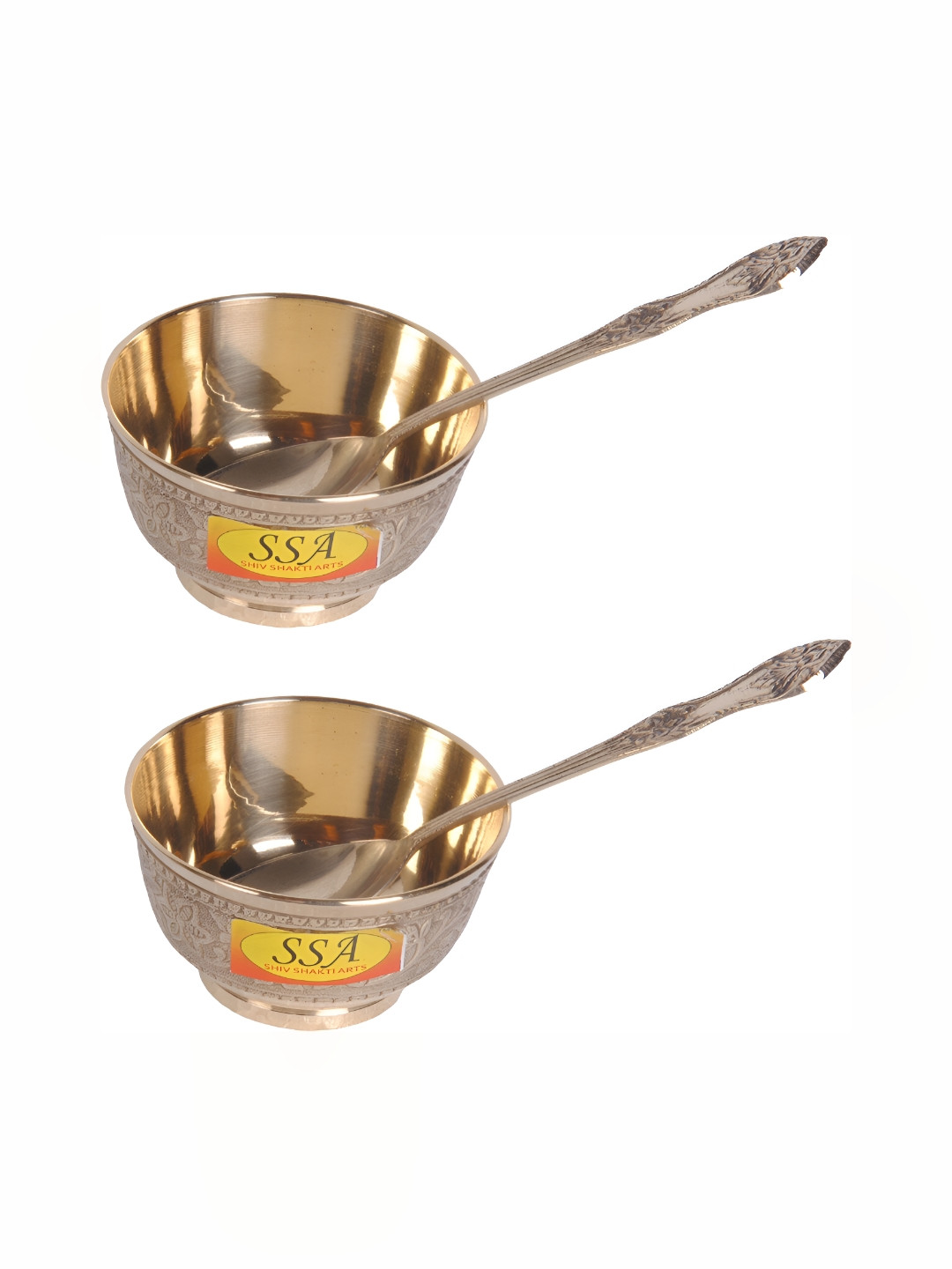 

Shivshakti Arts Yellow 4 Pieces Glossy Bowls With Spoons 150 ml