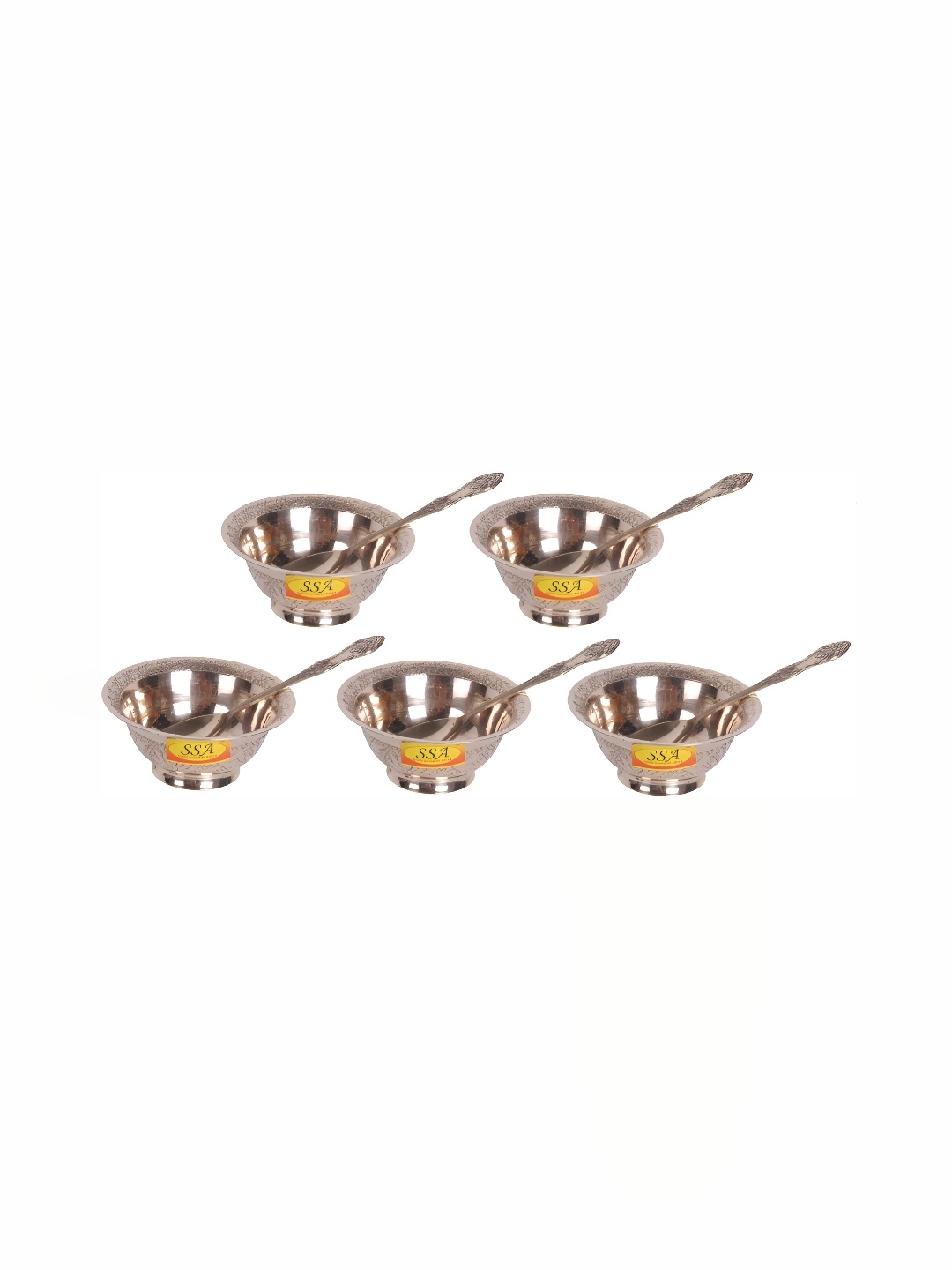 

Shivshakti Arts Copper-Toned 10 Pieces Bowls With Spoons 150 ml