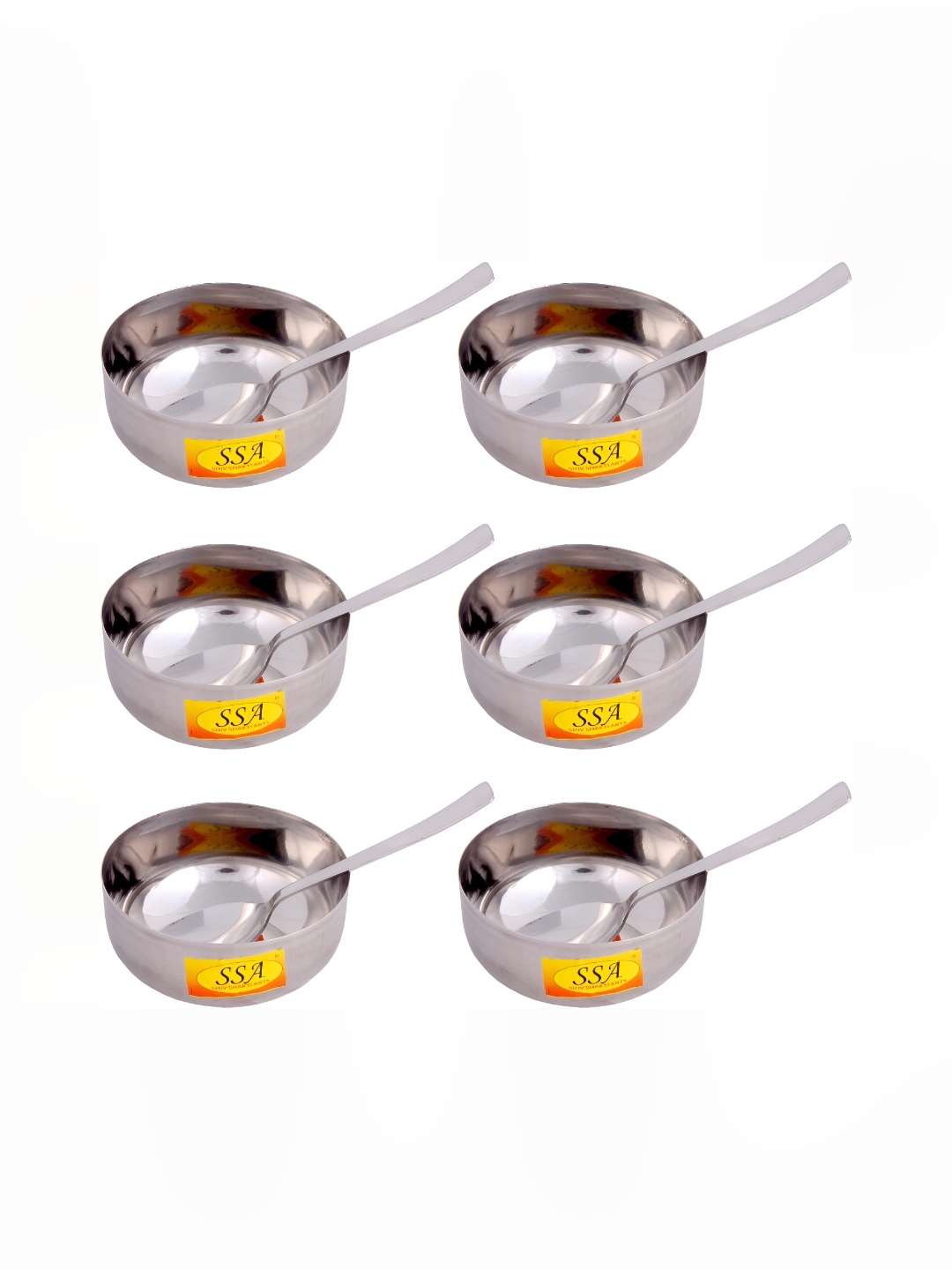 

Shivshakti Arts Silver-Toned 12 Pieces Bowls With Spoons 300 ml