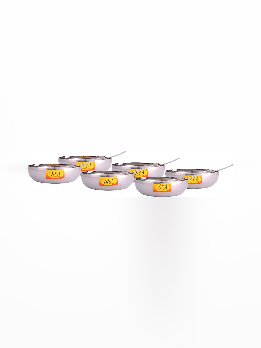 

Shivshakti Arts Silver-Toned 12 Pieces Bowls With Spoons 150 ml
