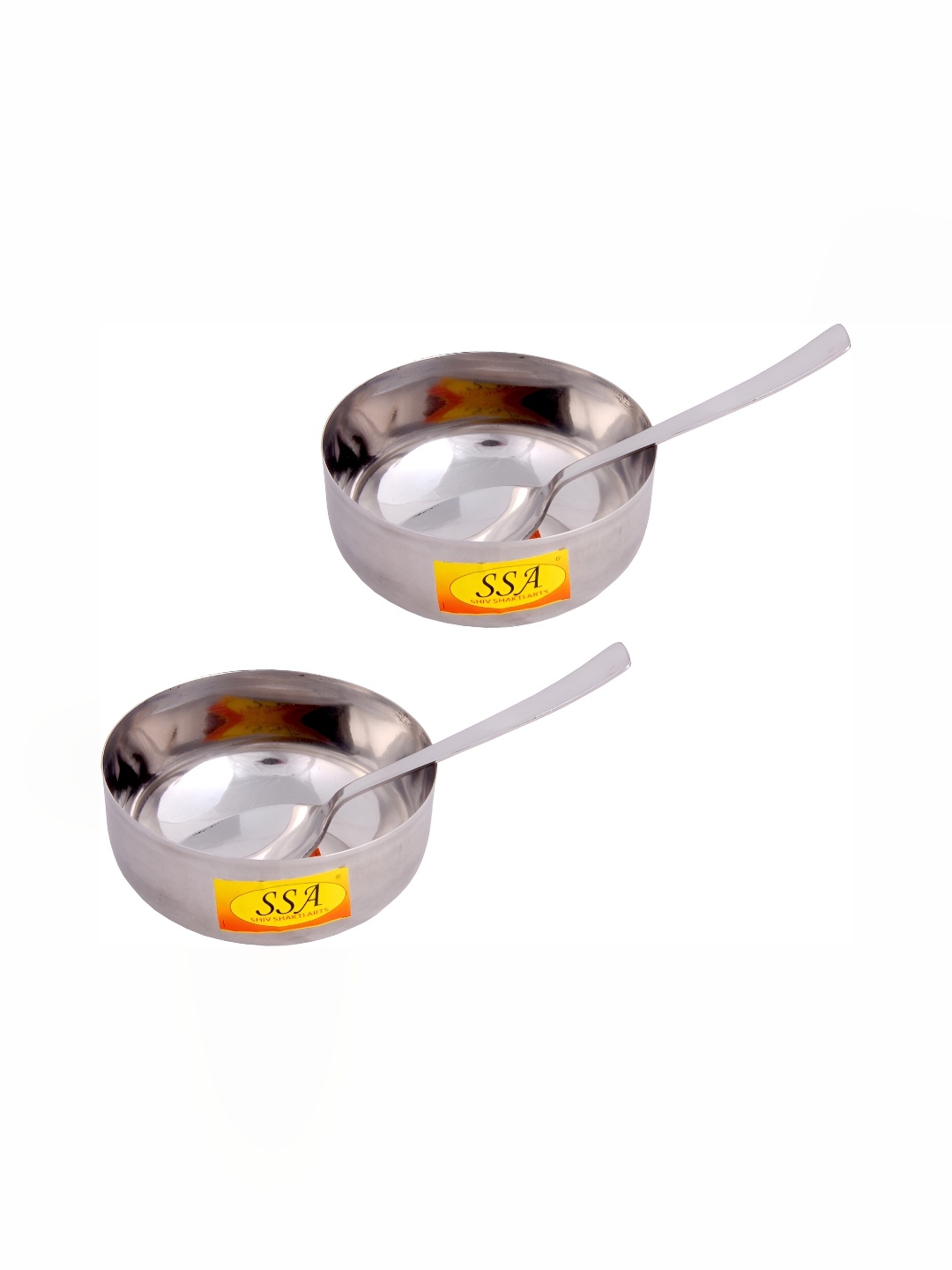 

Shivshakti Arts Silver-Toned 4 Pieces Stainless Steel Bowl With Spoon 300 ml